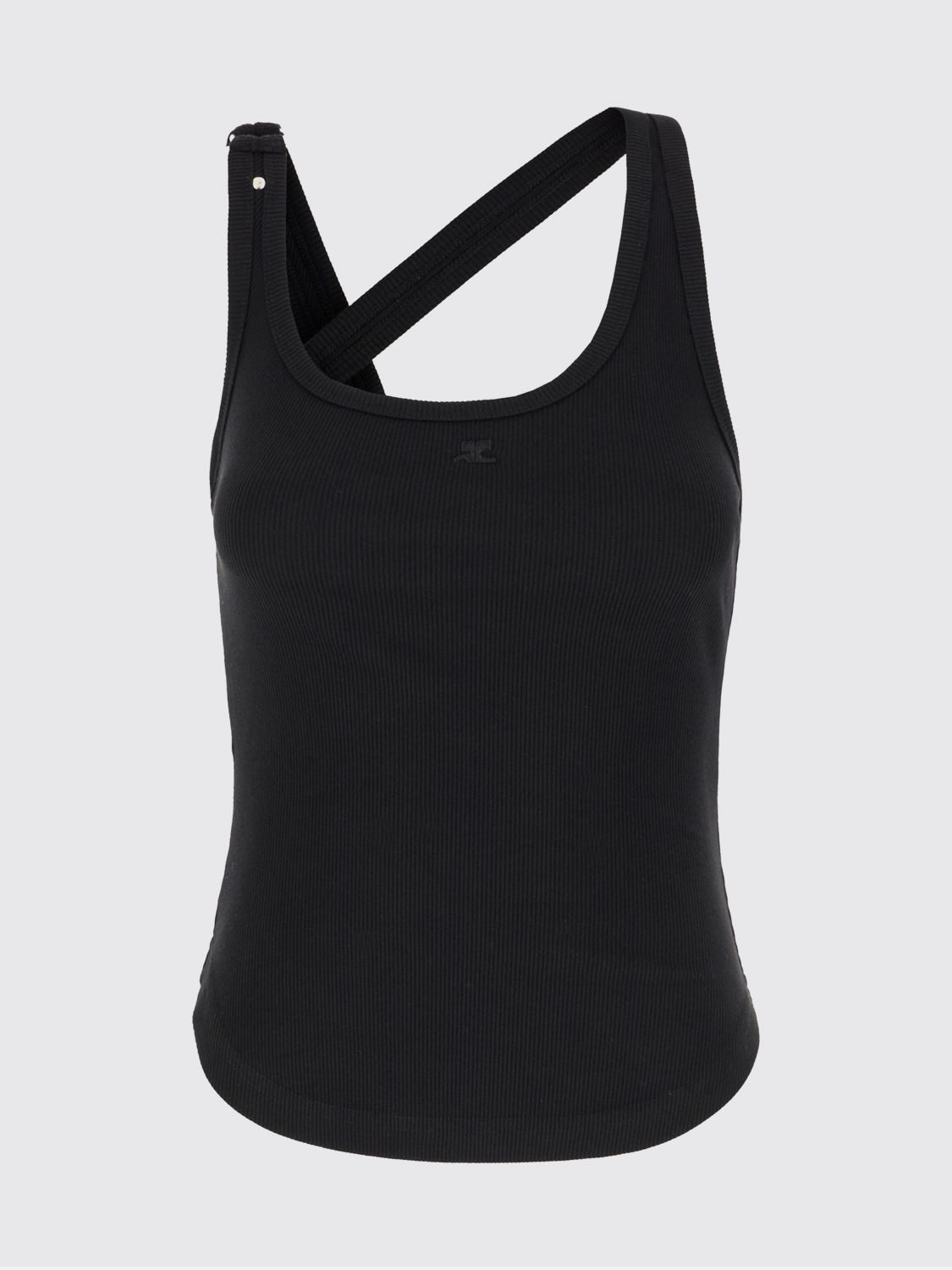 Courrèges Tank Top With Asymmetrical Buckle In Black