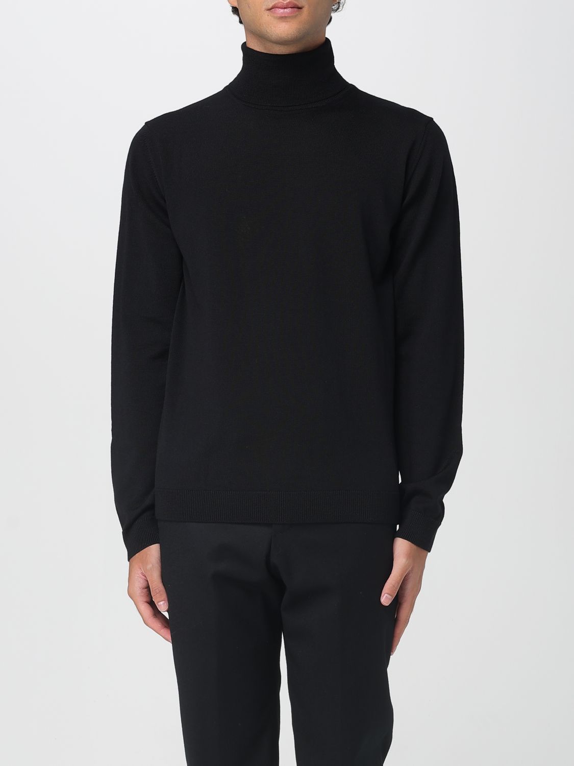 Roberto Collina Fitted Turtleneck Merino Wool Sweater In Black
