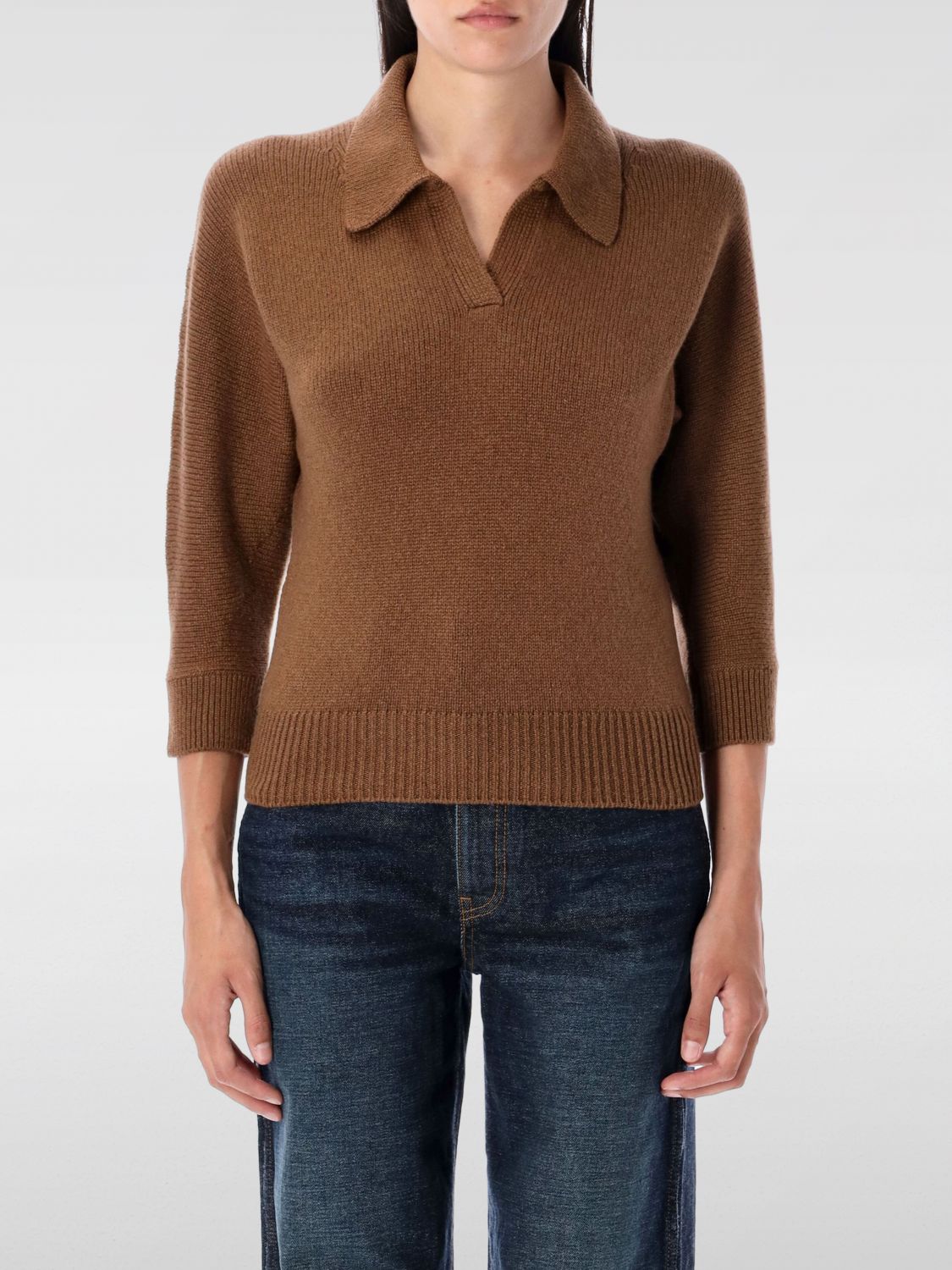 Khaite Herve Cashmere Polo Neck Sweater In Brown