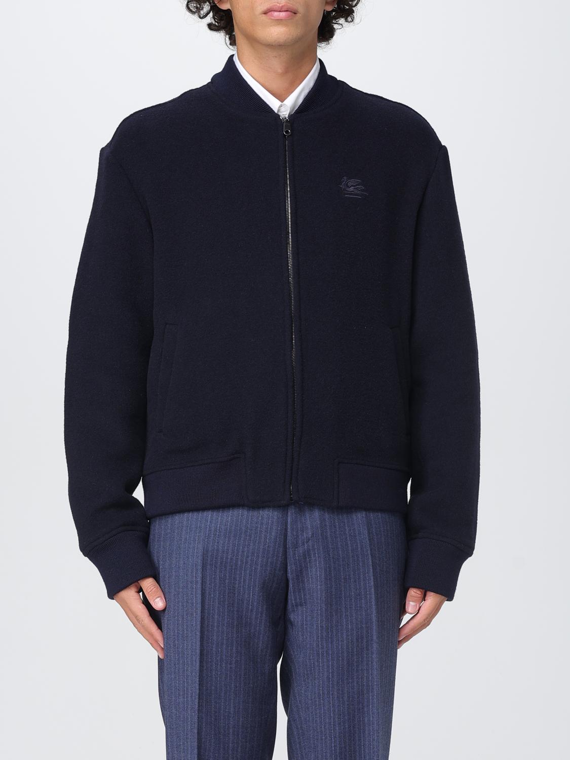 Etro Wool Bomber Jacket In Blue