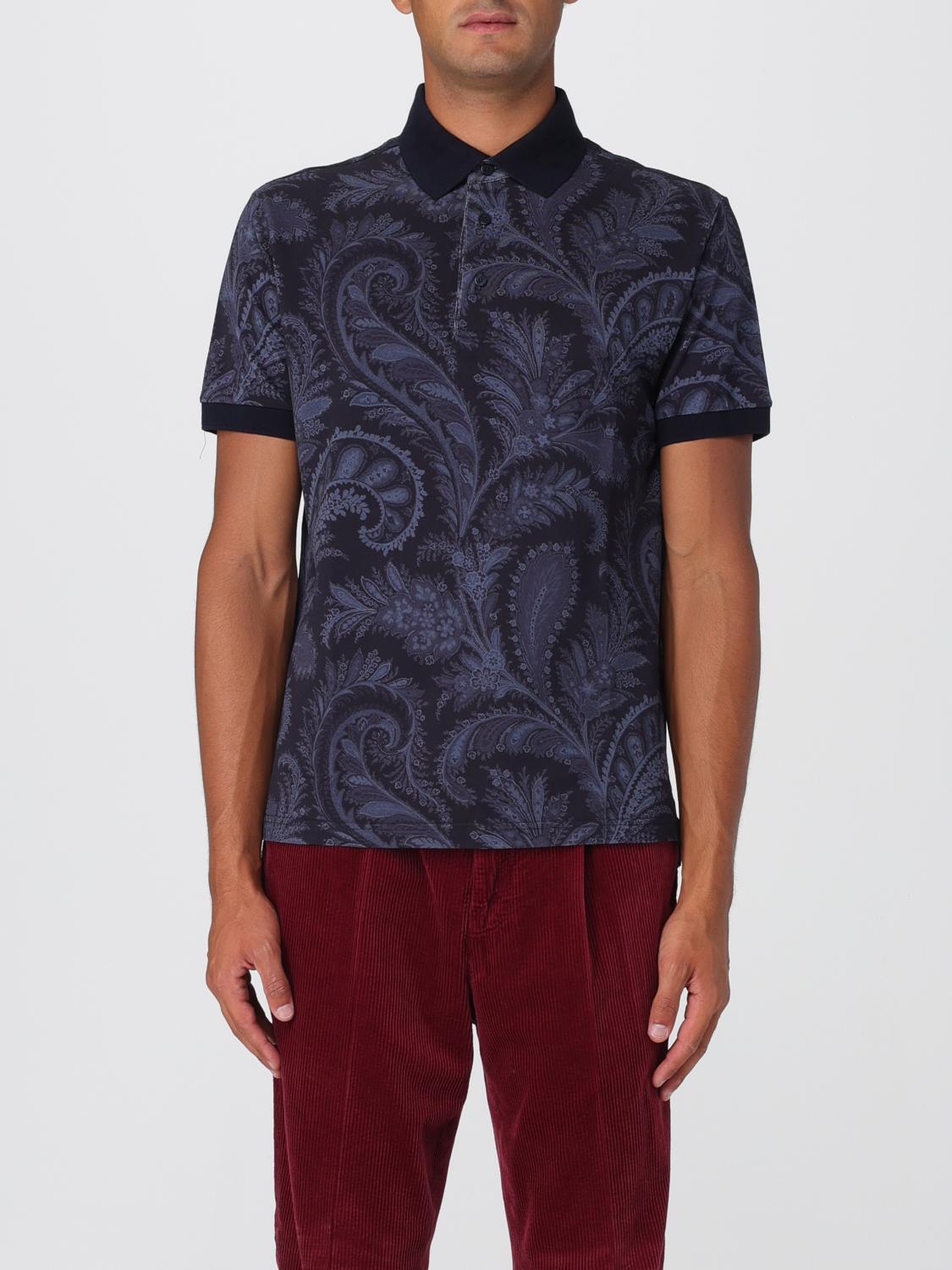 Etro Floral Paisley Print Polo T-shirt In Blue