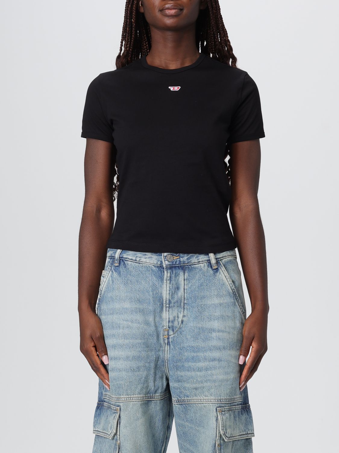 Diesel D Logo Regular Tee In Black