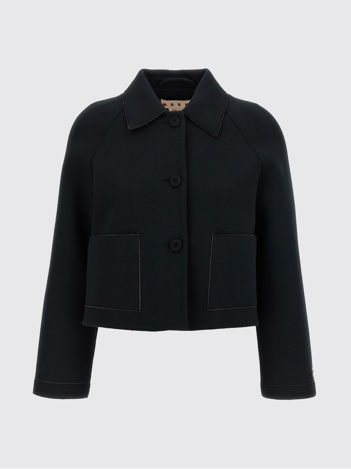 Marni Button-front Jersey Jacket With Classic Collar In Black