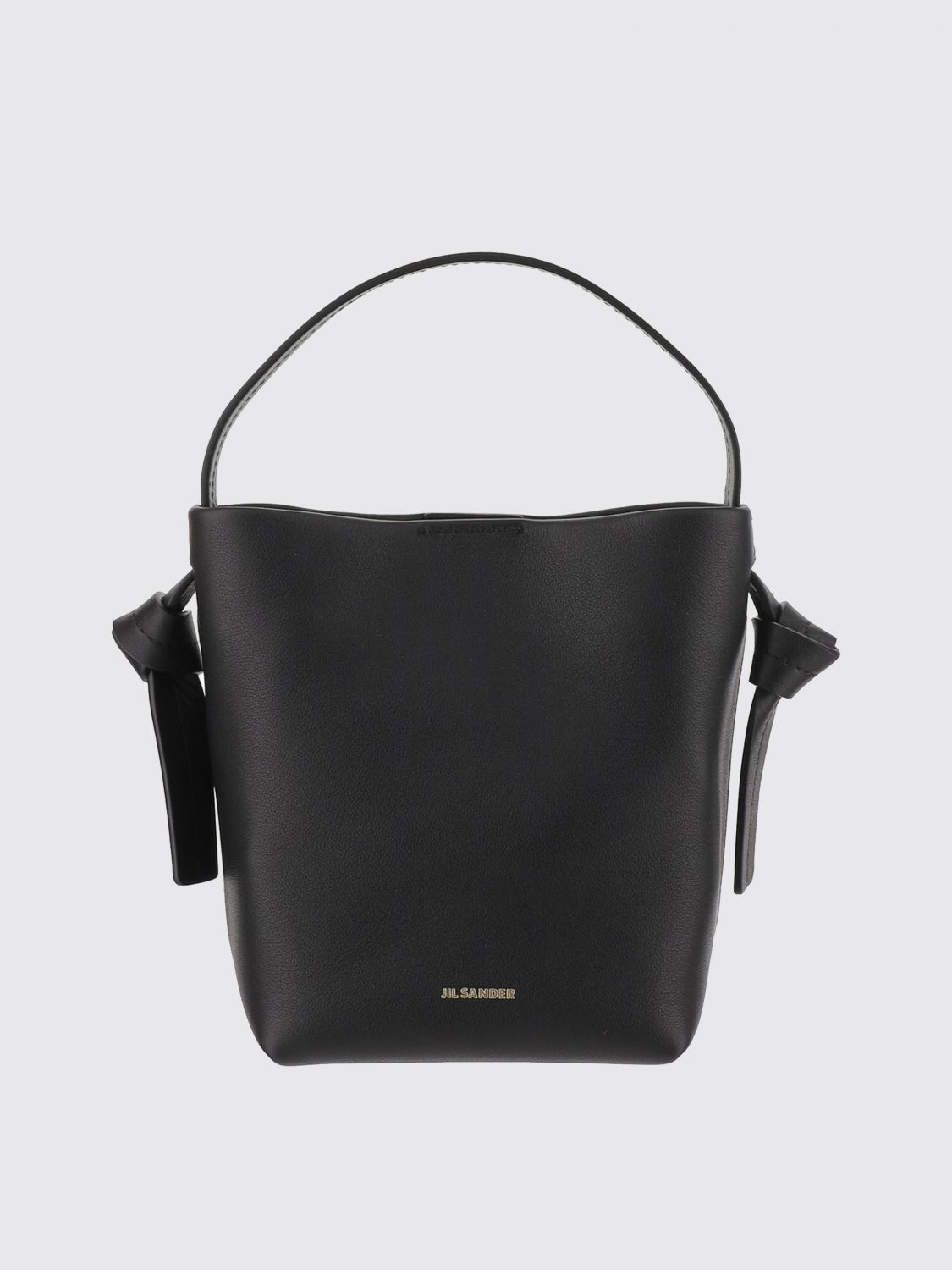 Jil Sander Cannolo Leather Shoulder Bag In Black