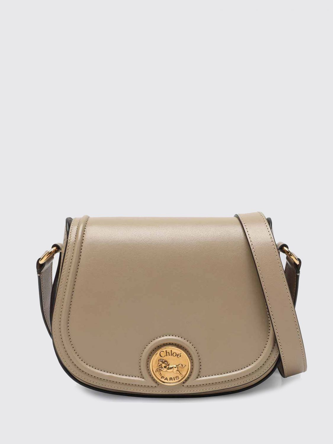 Chloé Saddle Horse Medal Bag In Hammered Pink Leather In Brown