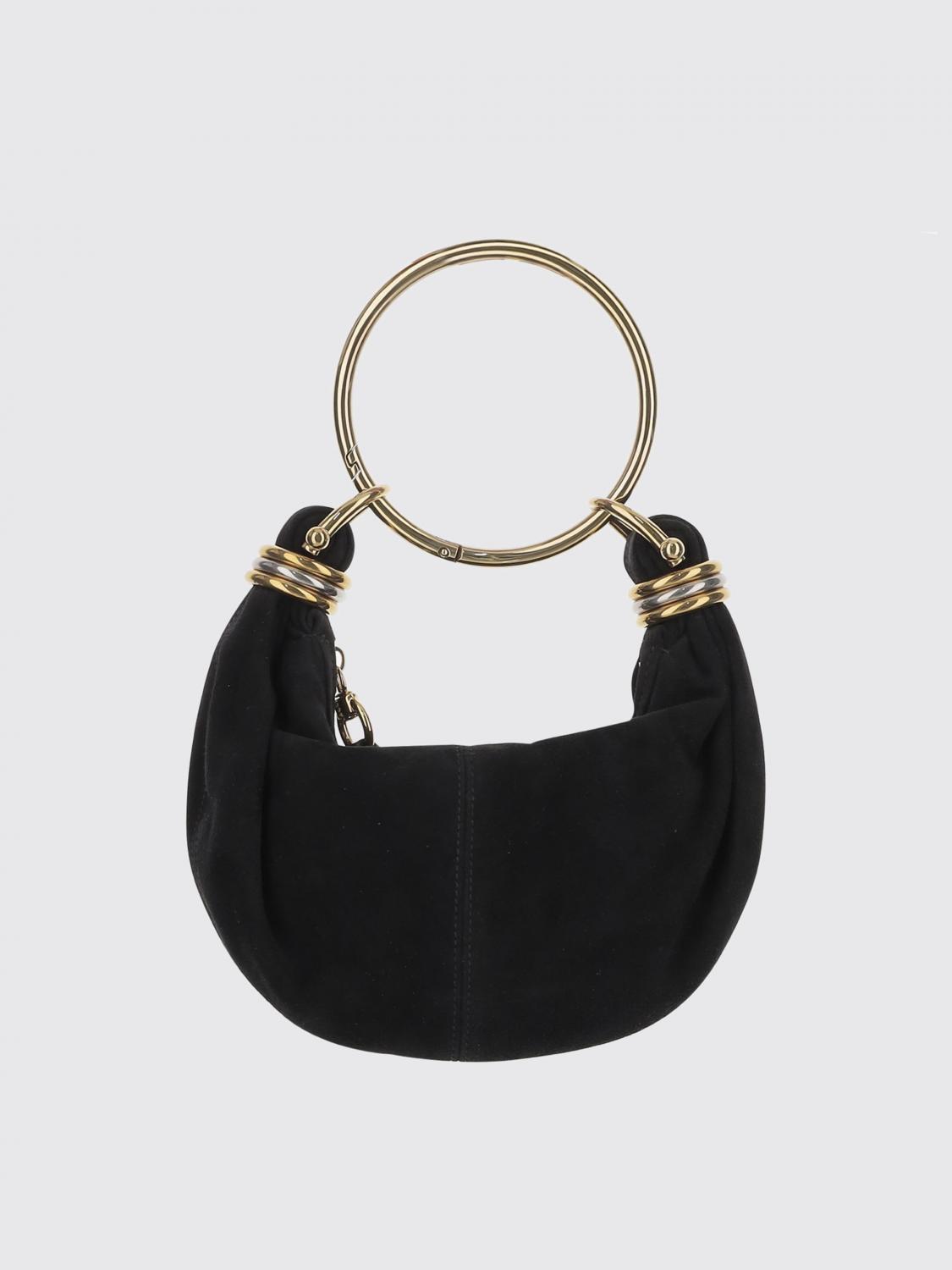 Chloé Mini Bracelet Beaded Suede Hobo Bag In Black