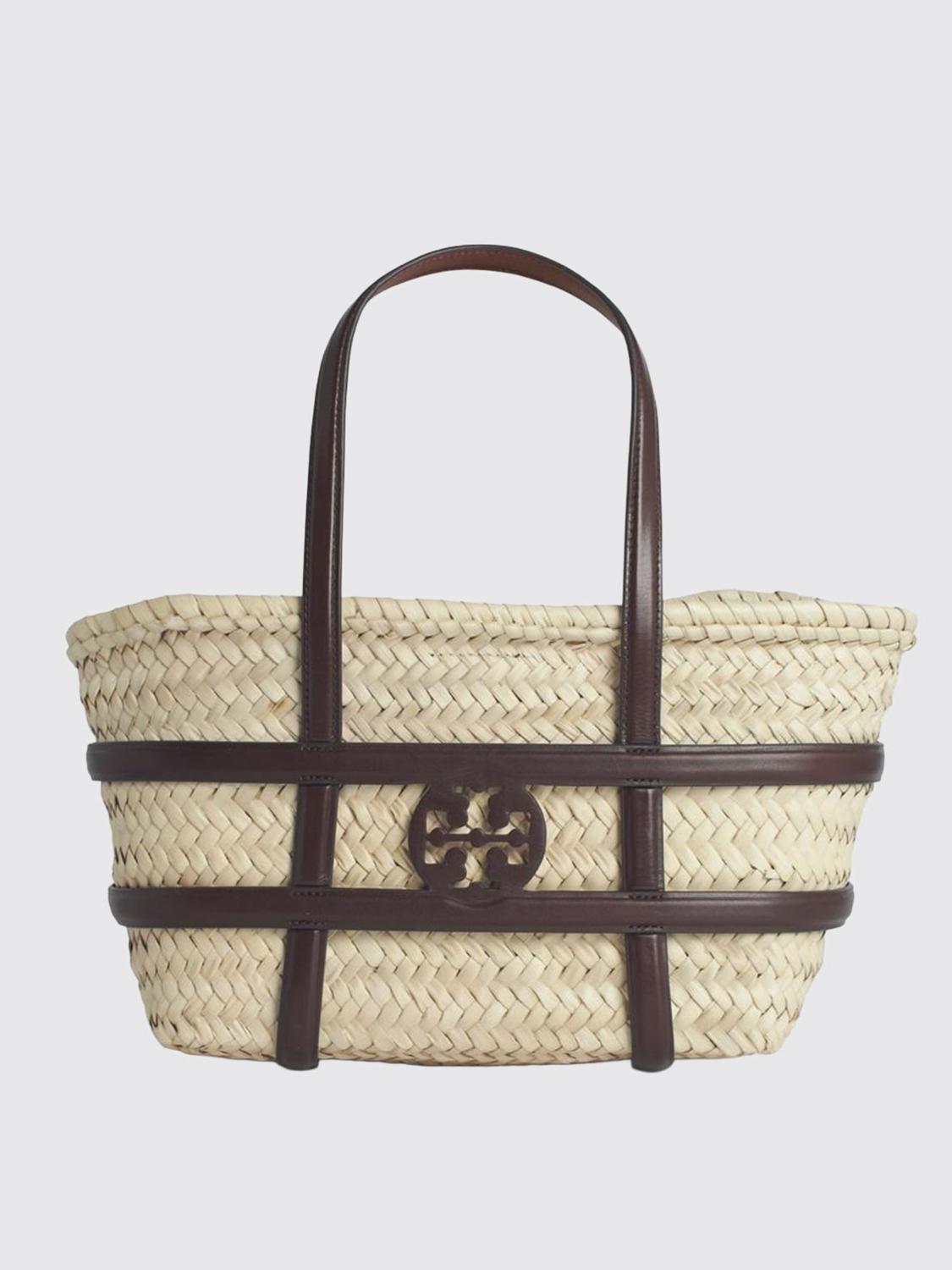 Tory Burch Small Ella Woven-raffia Tote Bag In Brown