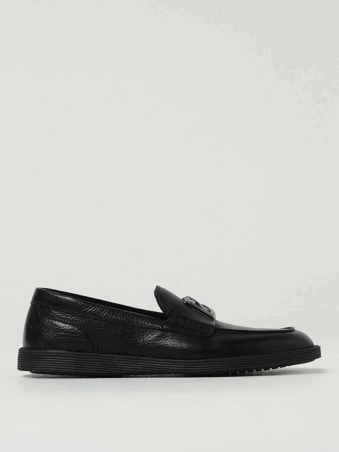 Dolce & Gabbana Dg Logo Leather Loafers In Black