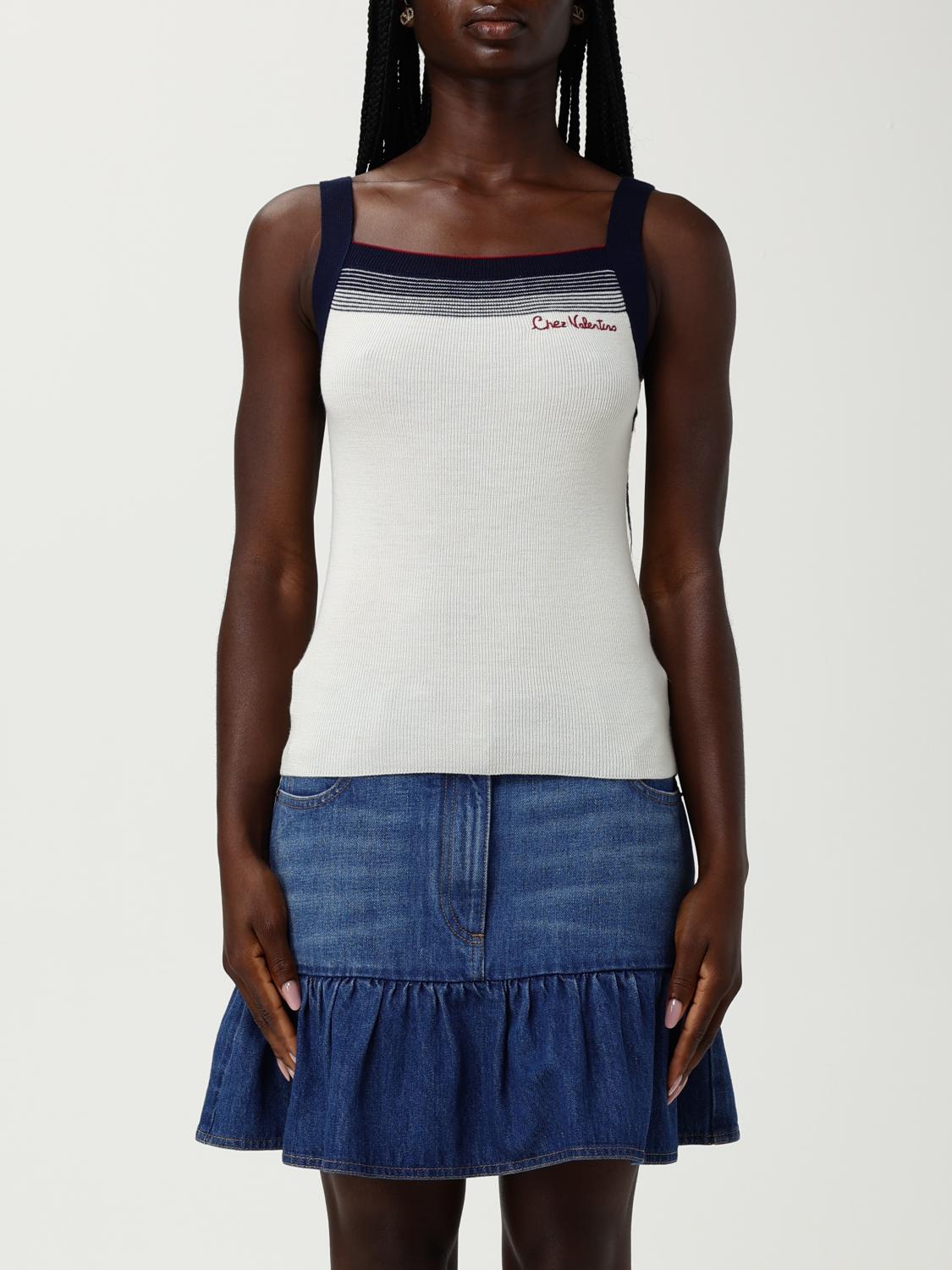 Valentino Top In Lana Avorio Donna In White