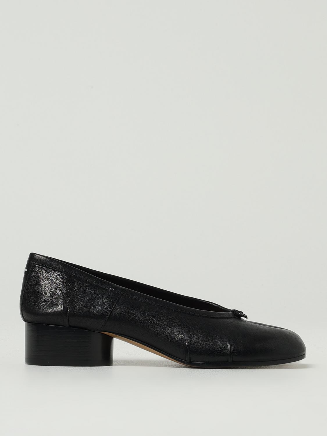 Maison Margiela Womens Black Tabi Ballerina Leather Heeled Shoes Eur 36 / 3 Uk In Black