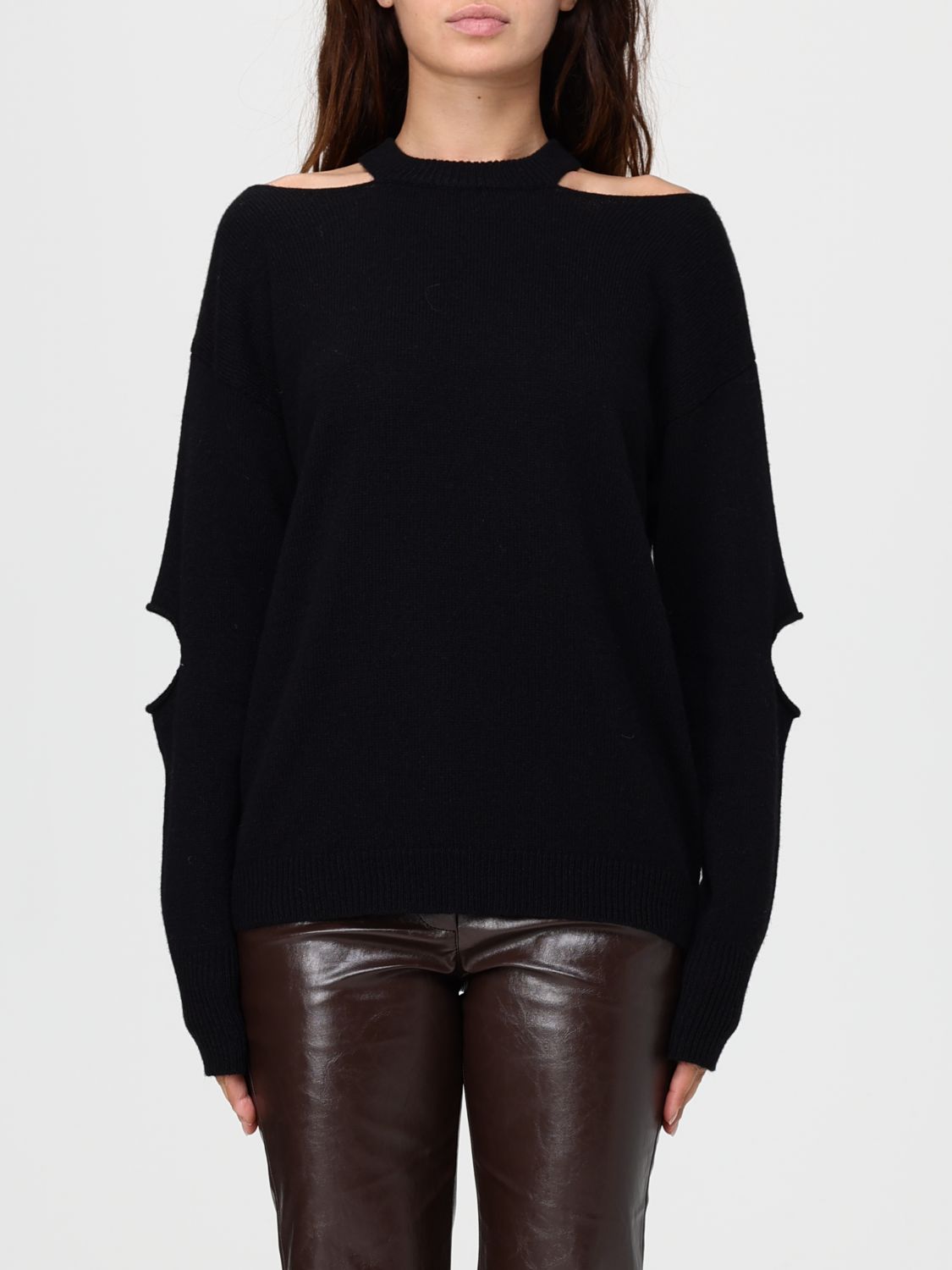 Federica Tosi Cut-out Crewneck Sweater In Black