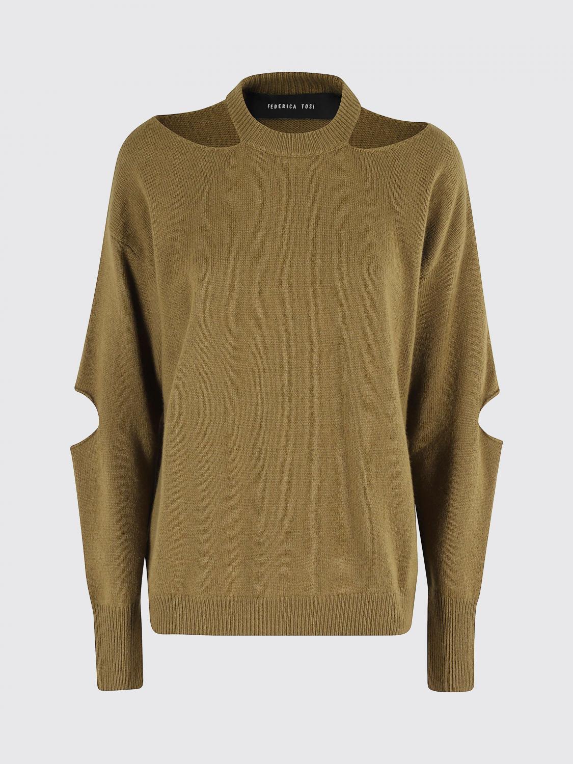 Federica Tosi Cut-out Crewneck Sweater In Green
