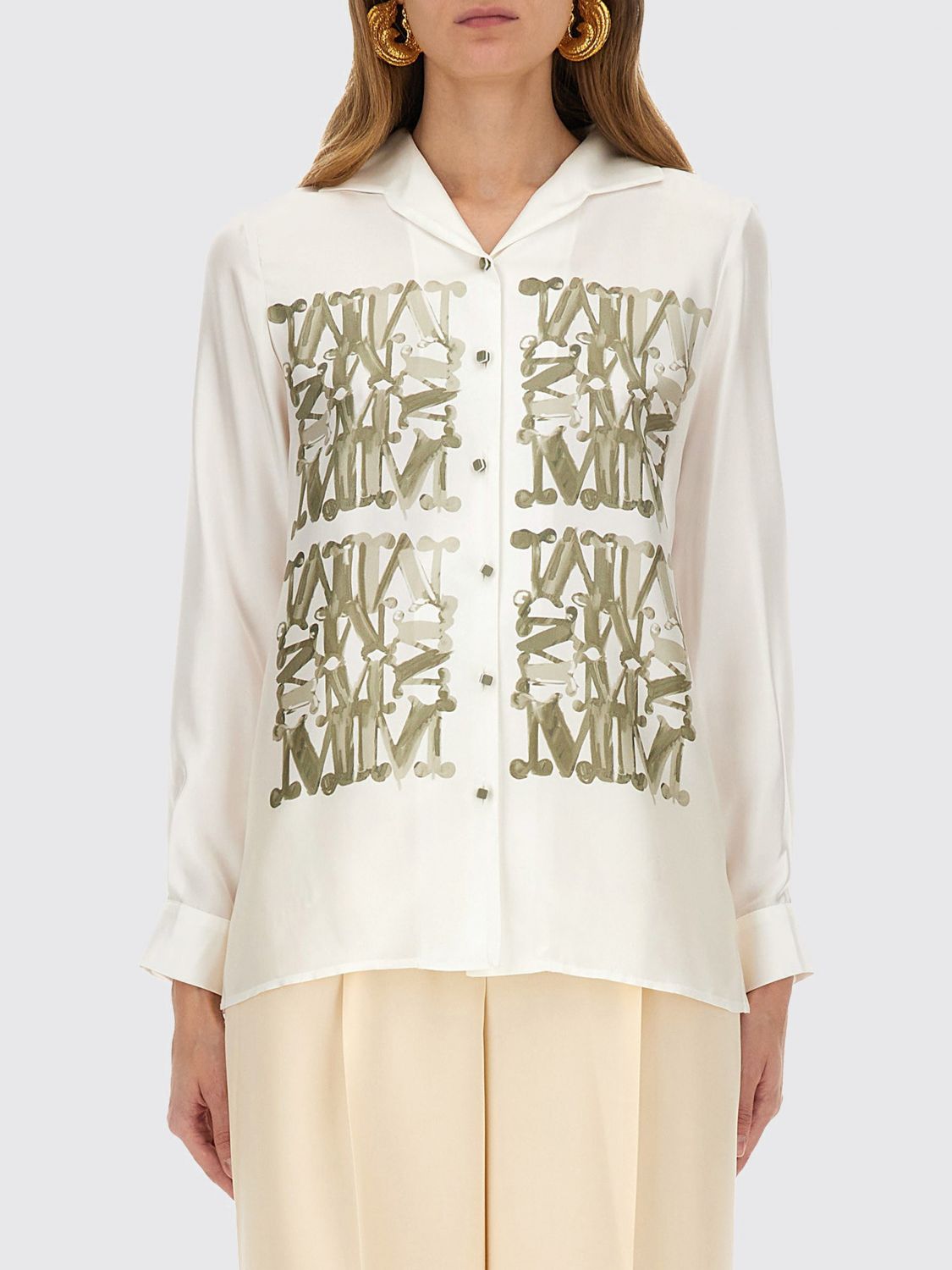 Camicia Max Mara in seta con stampa monogram