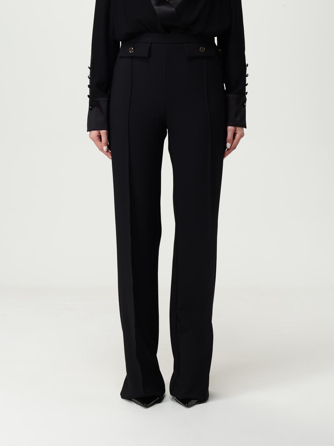Elisabetta Franchi Double Crepe Trousers In Black