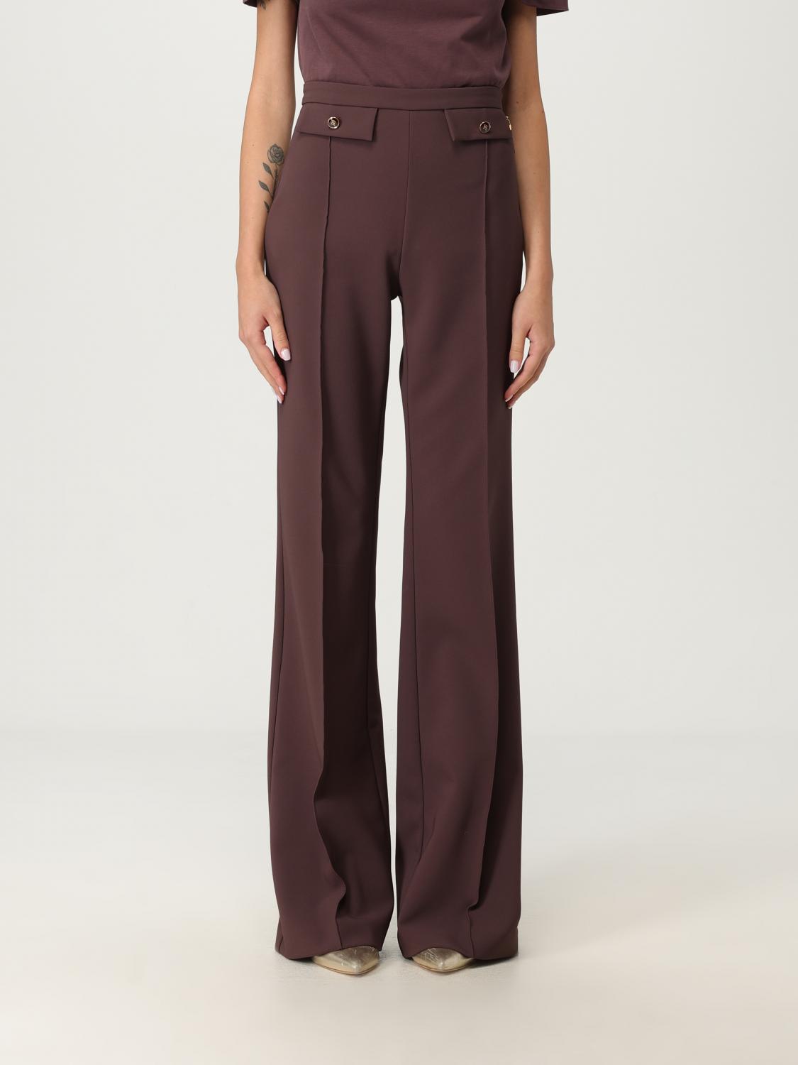Elisabetta Franchi High-waisted Palazzo Trousers In Red
