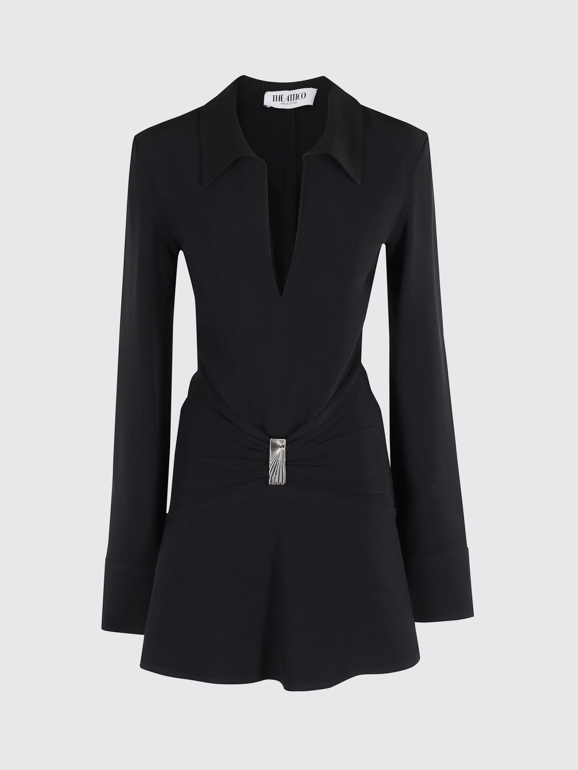 Attico Black Scoop-neck Mini Dress