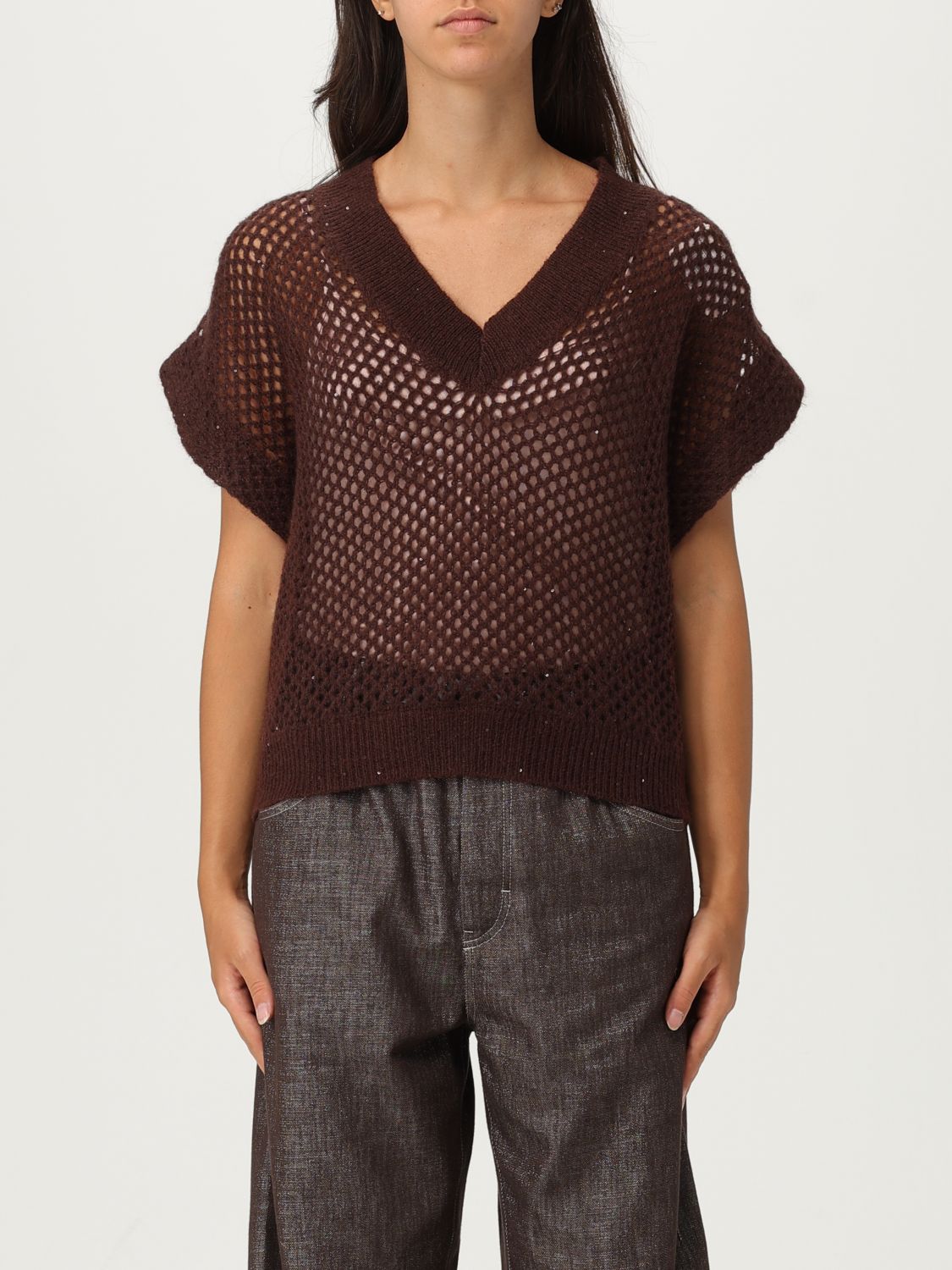 Brunello Cucinelli Knitted Vest In Brown