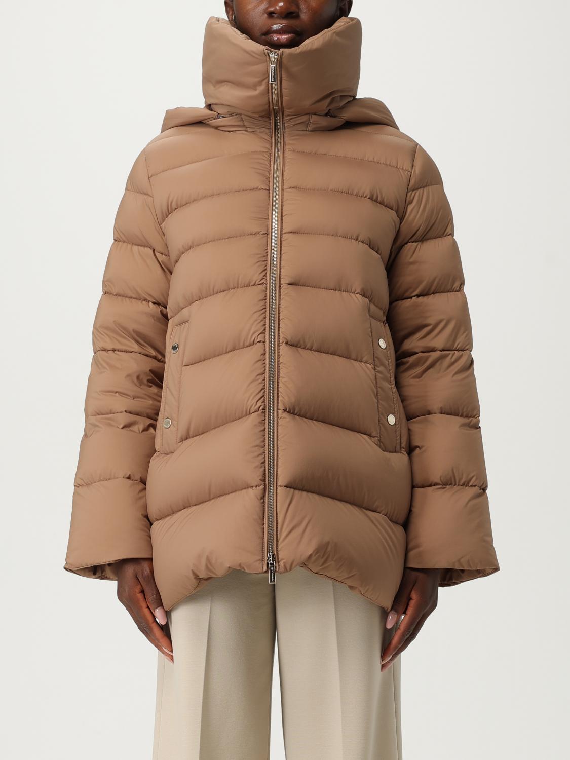 Moorer Puffer Jackets With Hood And Pockets In Brown