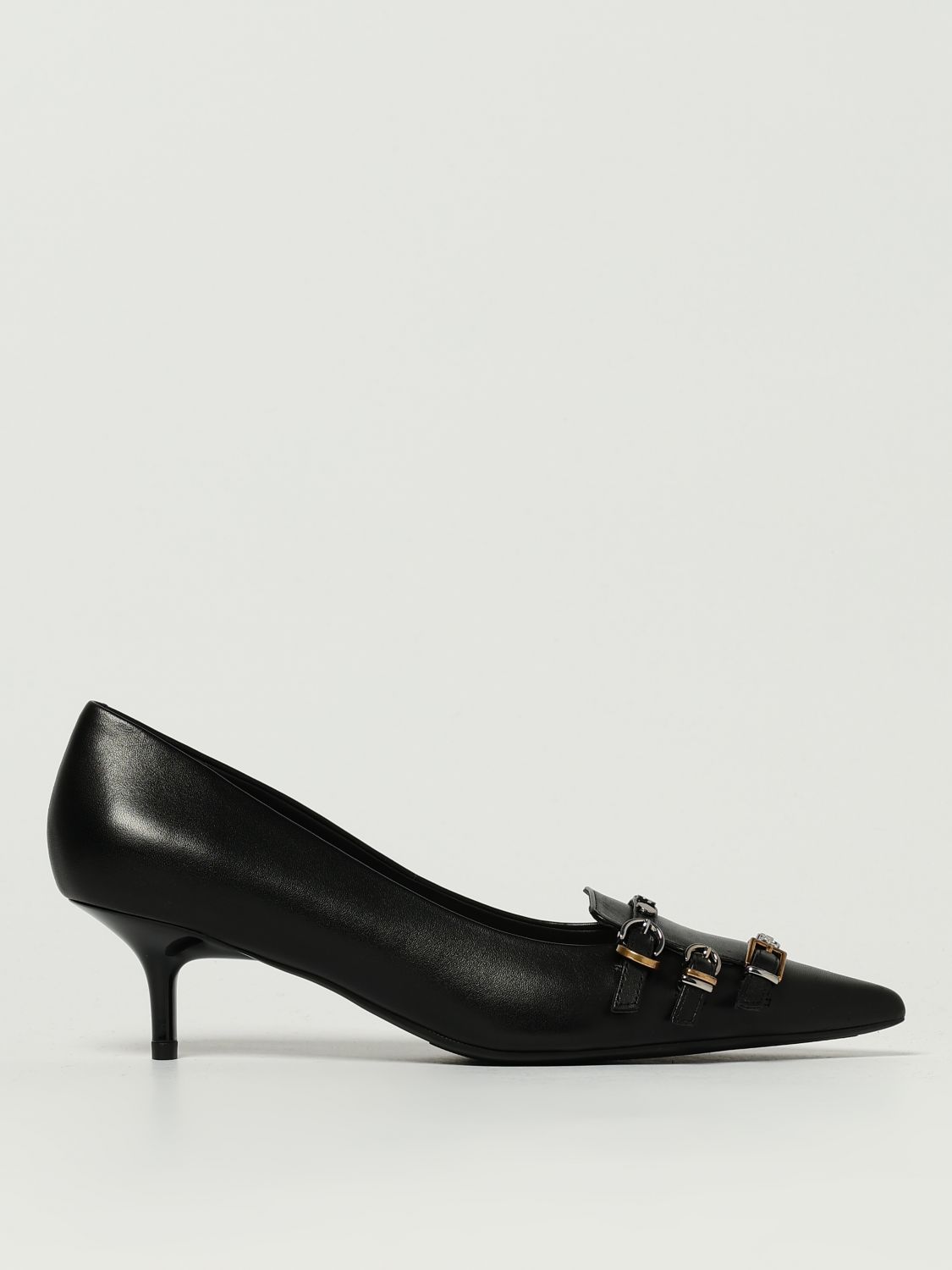 Pinko Pointed Toe Pumps With Decorative Buckles In Black
