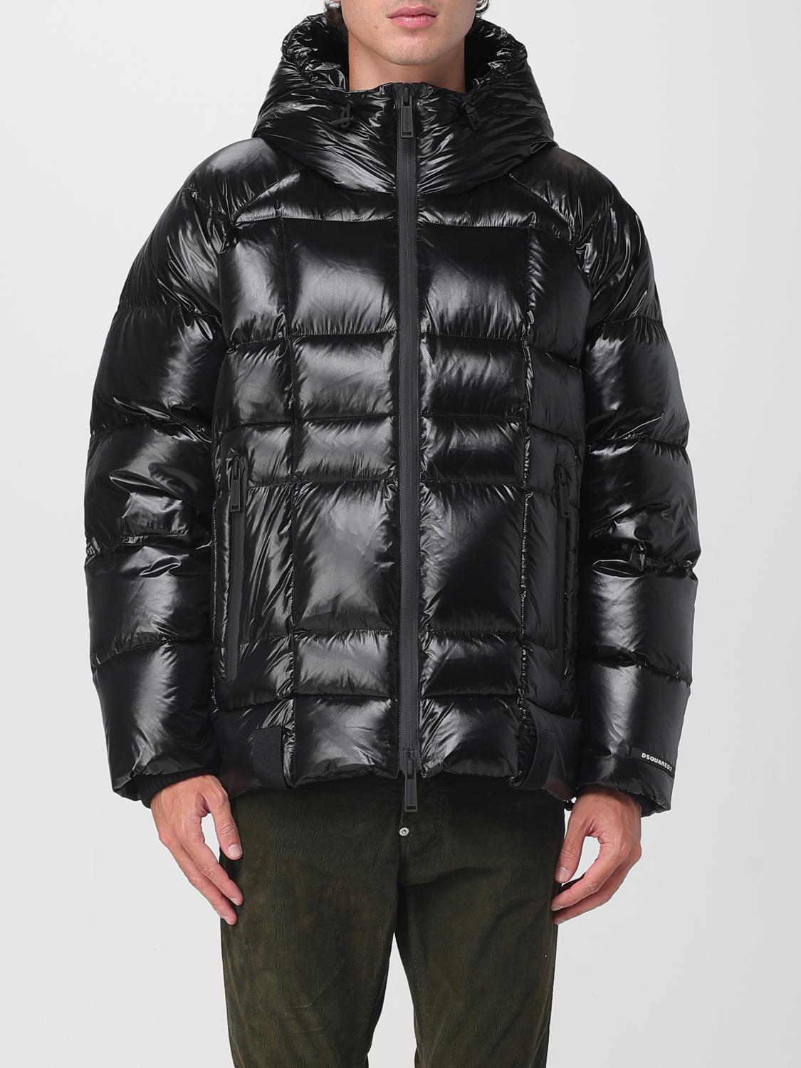 Dsquared2 Shiny Finish Puffer Bomber Jacket With Hood In Black