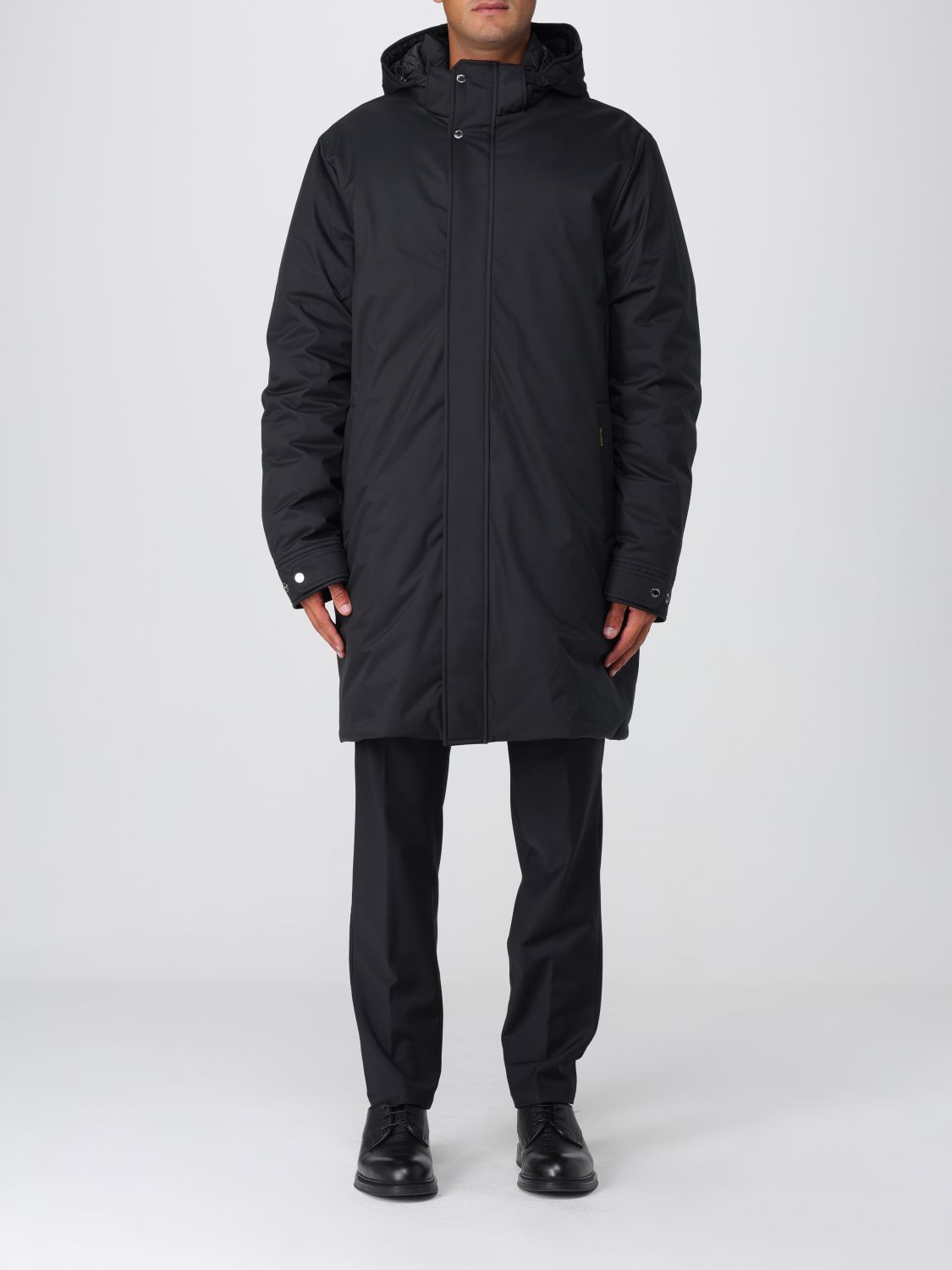 Moorer Smooth Medium Hooded Parka With Adjustable Cuffs In Black