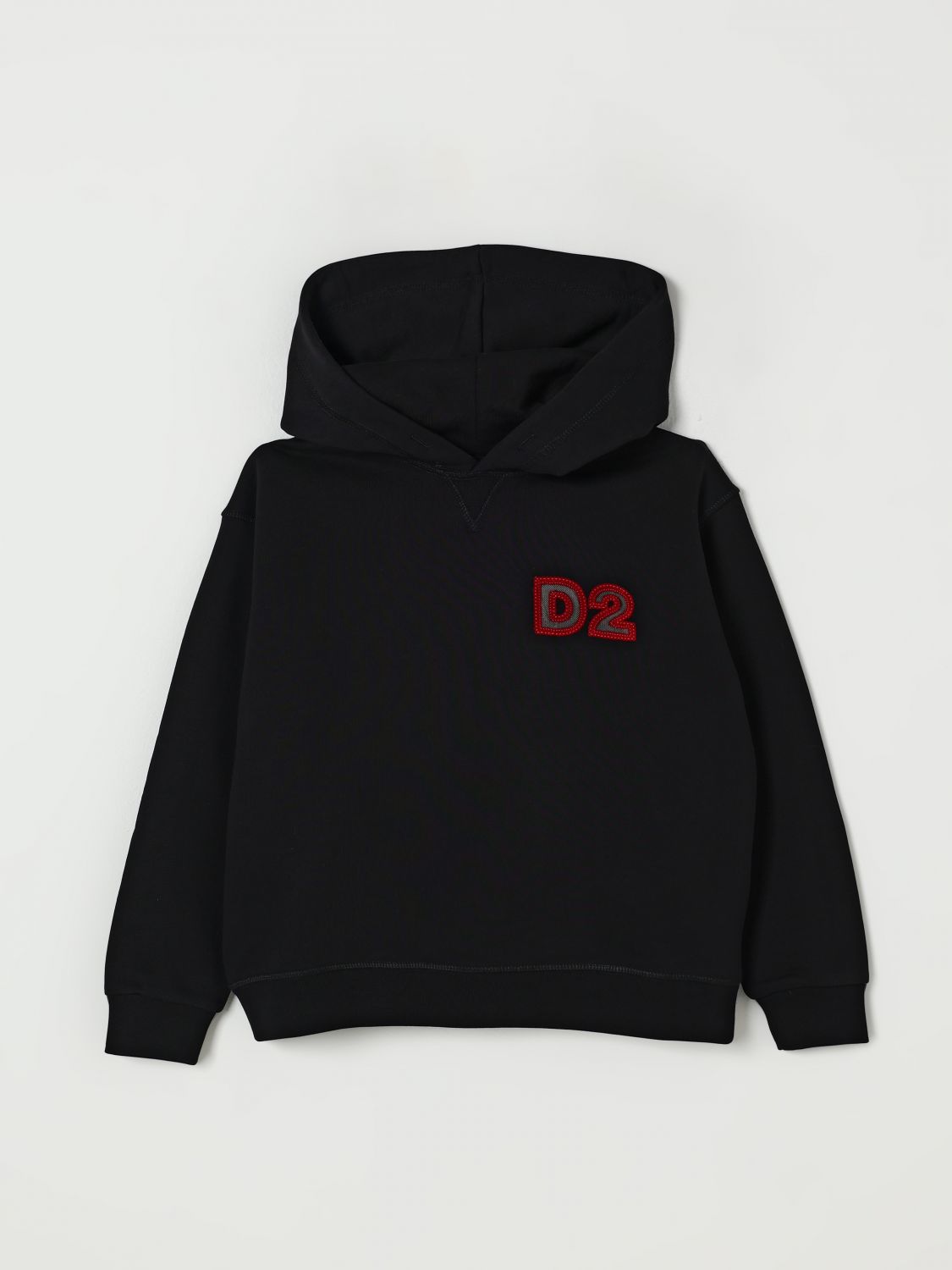 Dsquared2 Felpa Con Cappuccio E Logo Beads In Black