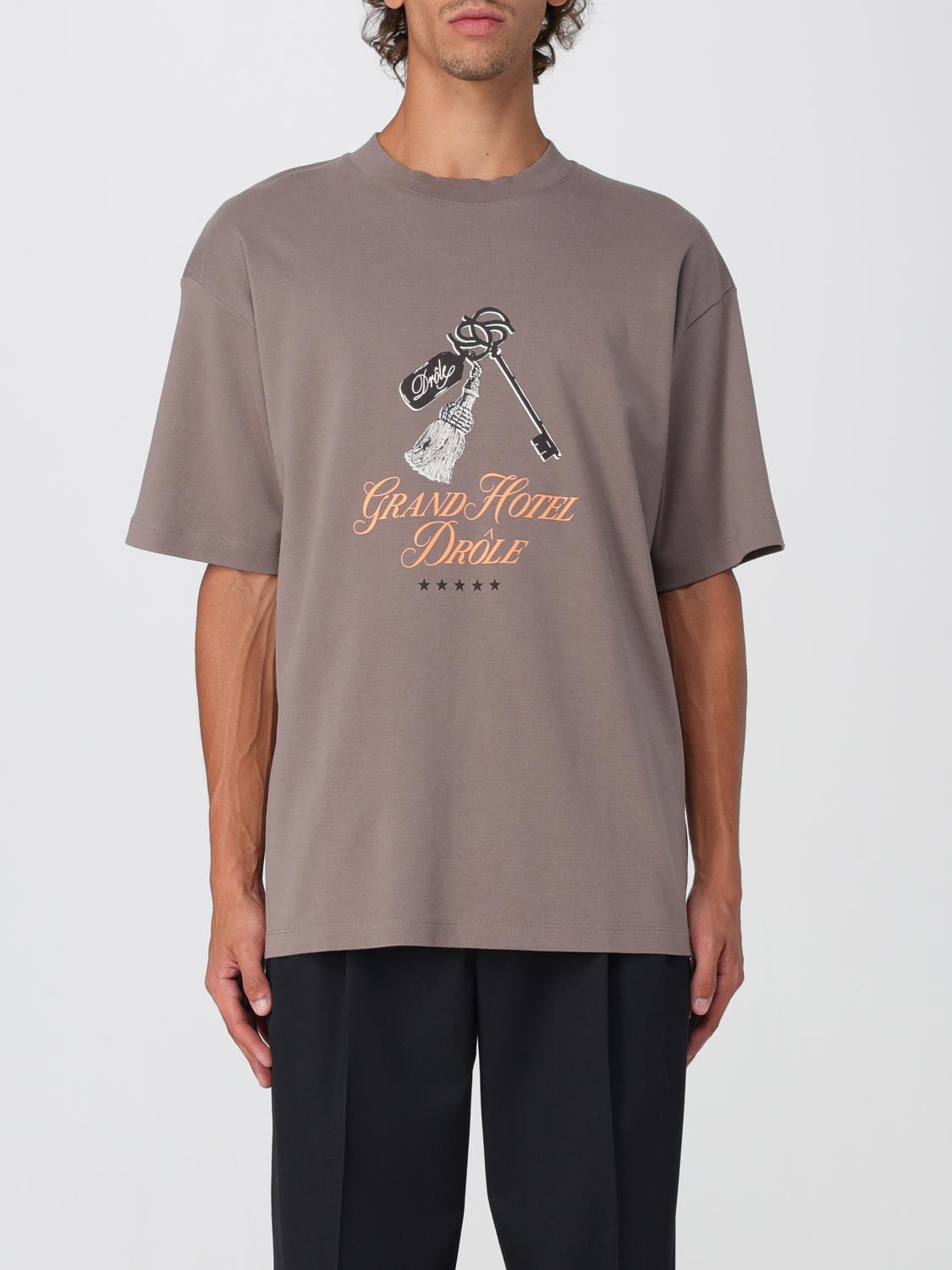 Drôle De Monsieur Key-tassel Print T-shirt In Gray