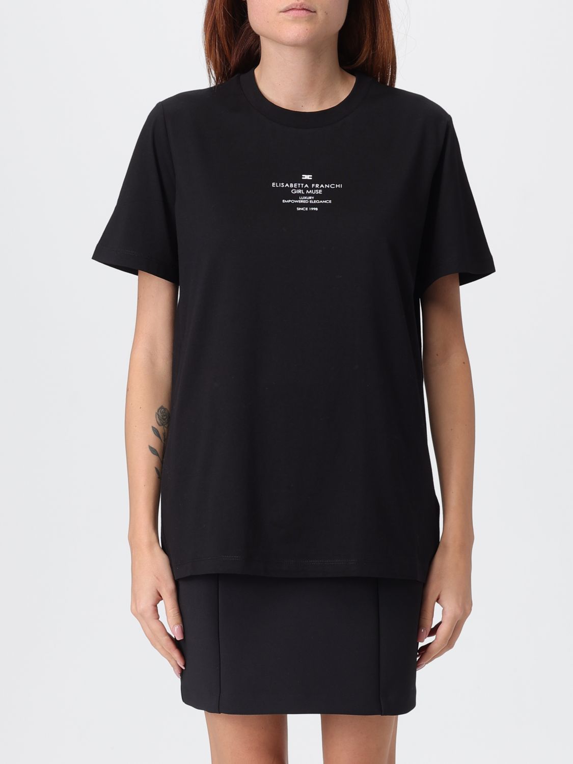 Elisabetta Franchi Short-sleeve Print T-shirt In Black