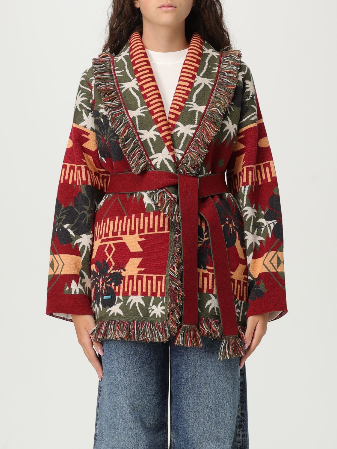 Alanui Hibiscus Bloom Cardigan In Red