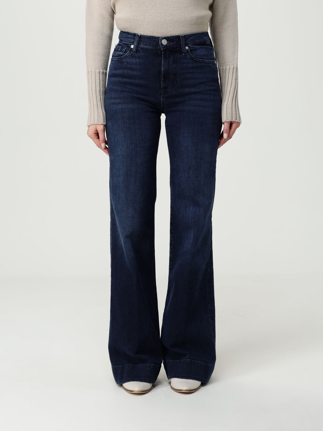7 For All Mankind Women's Dojo Tailorless Flare-leg Jeans In Blue
