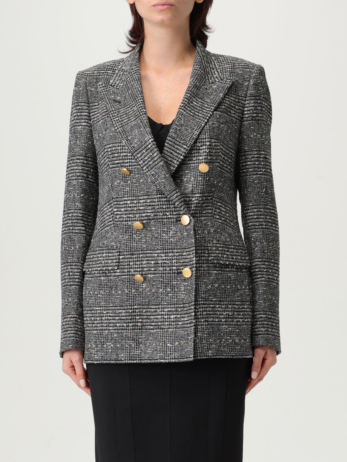 Tagliatore Jasmine Check-patterned Double-breasted Blazer In Gray