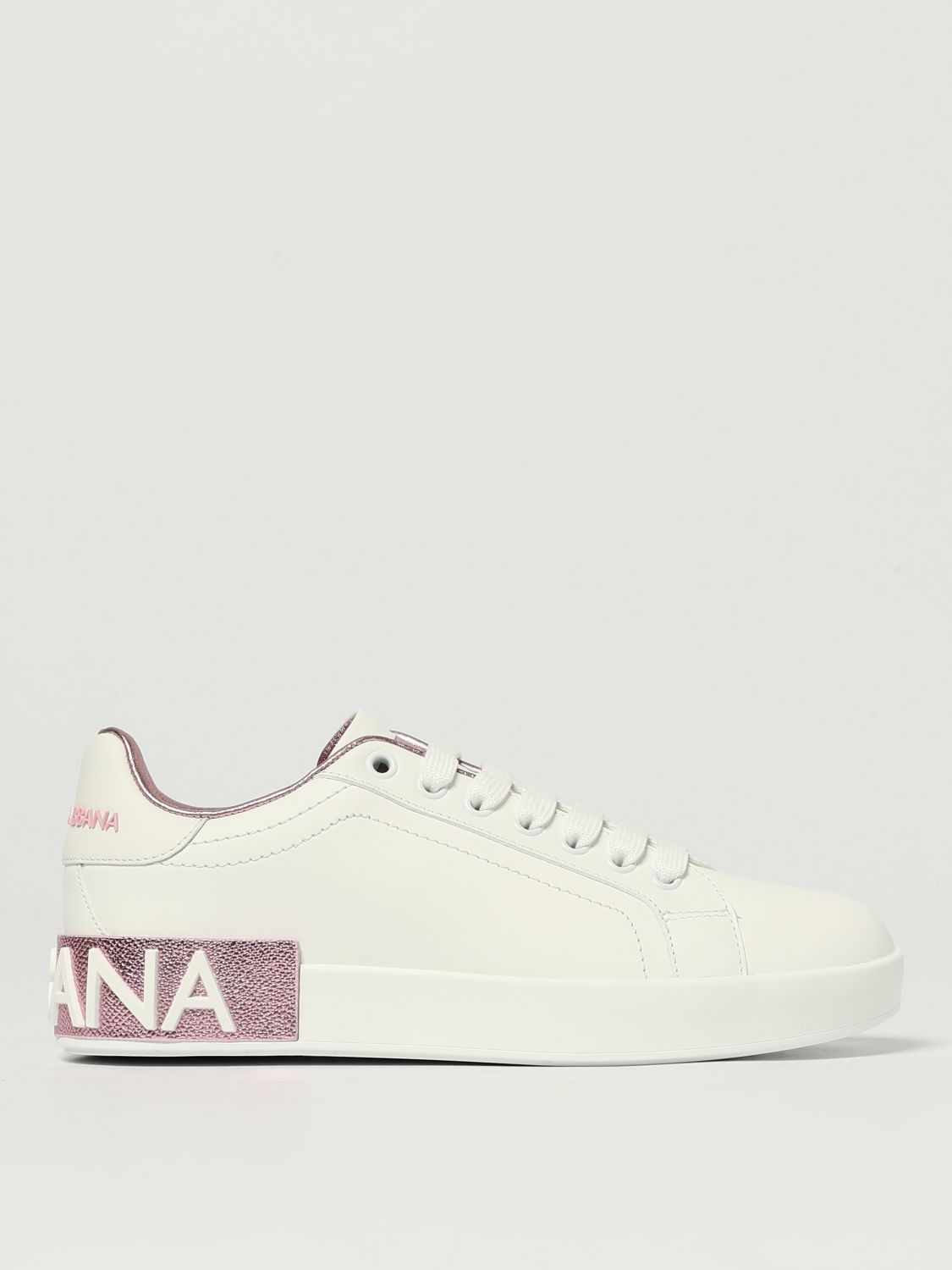 Dolce & Gabbana Portofino Sneakers In Nappa Leather In White