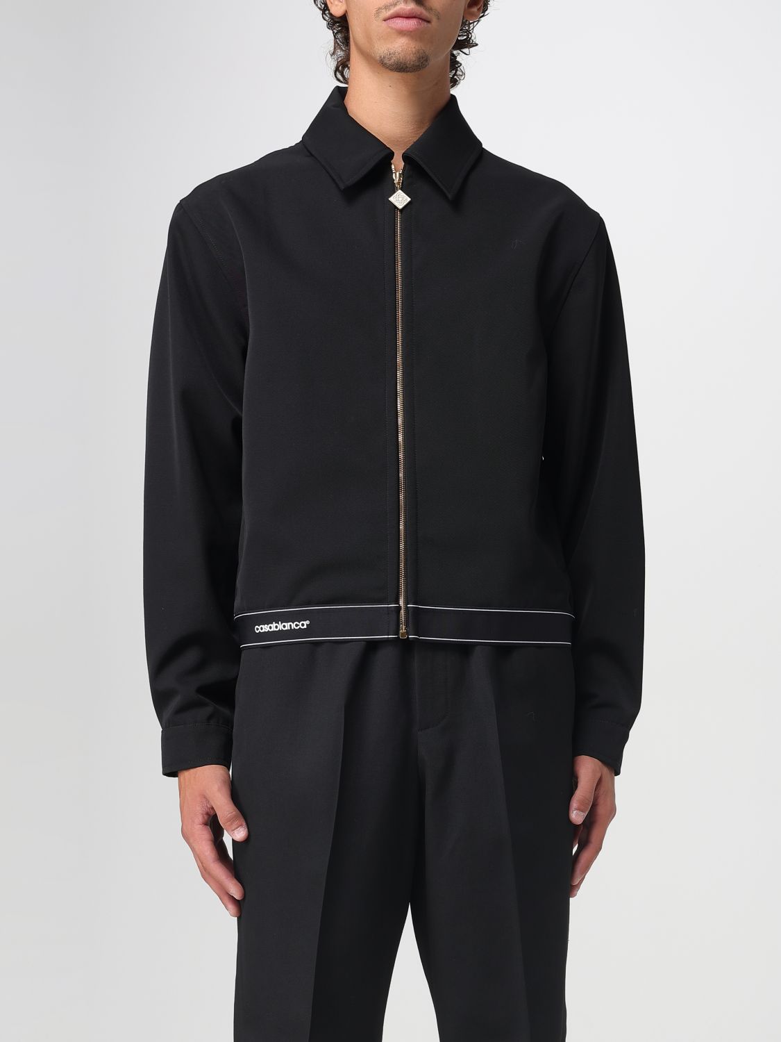 Casablanca Tailored Wool Jacket With Contrasting Logo In Black