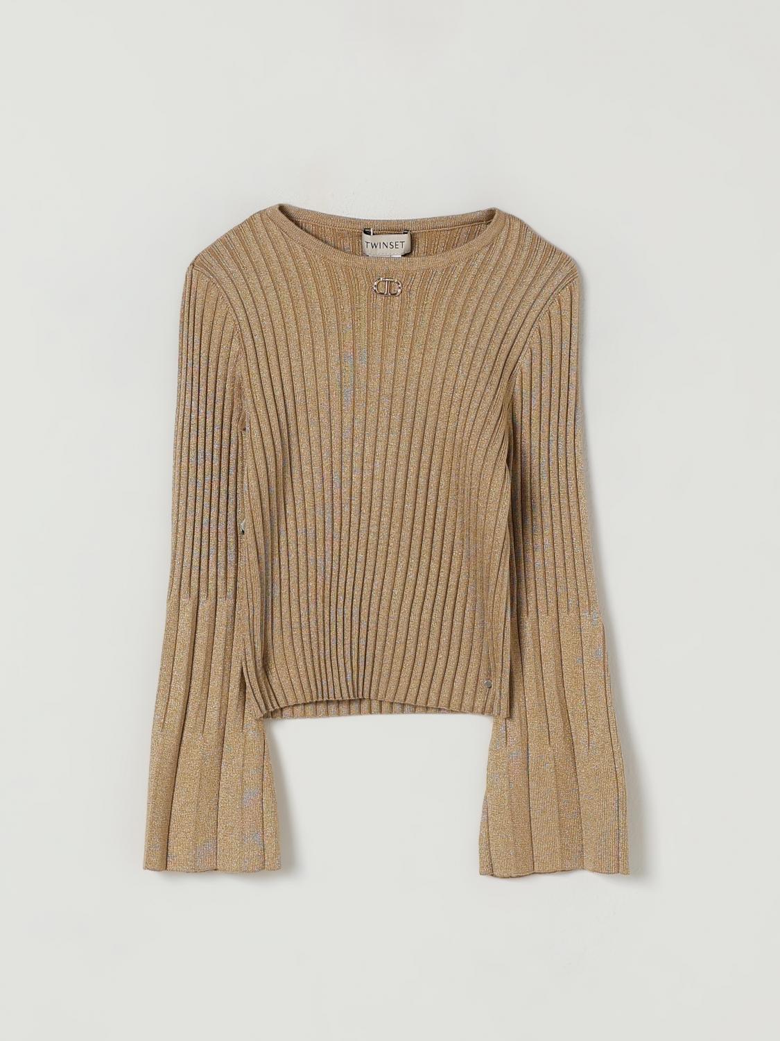 Twinset Sweater Kids Color Gold In Brown