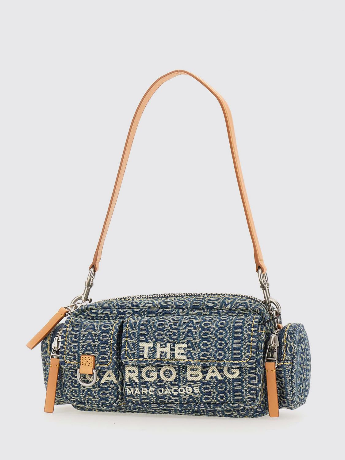Marc Jacobs Cargo Denim Monogram Shoulder Bag In Gray