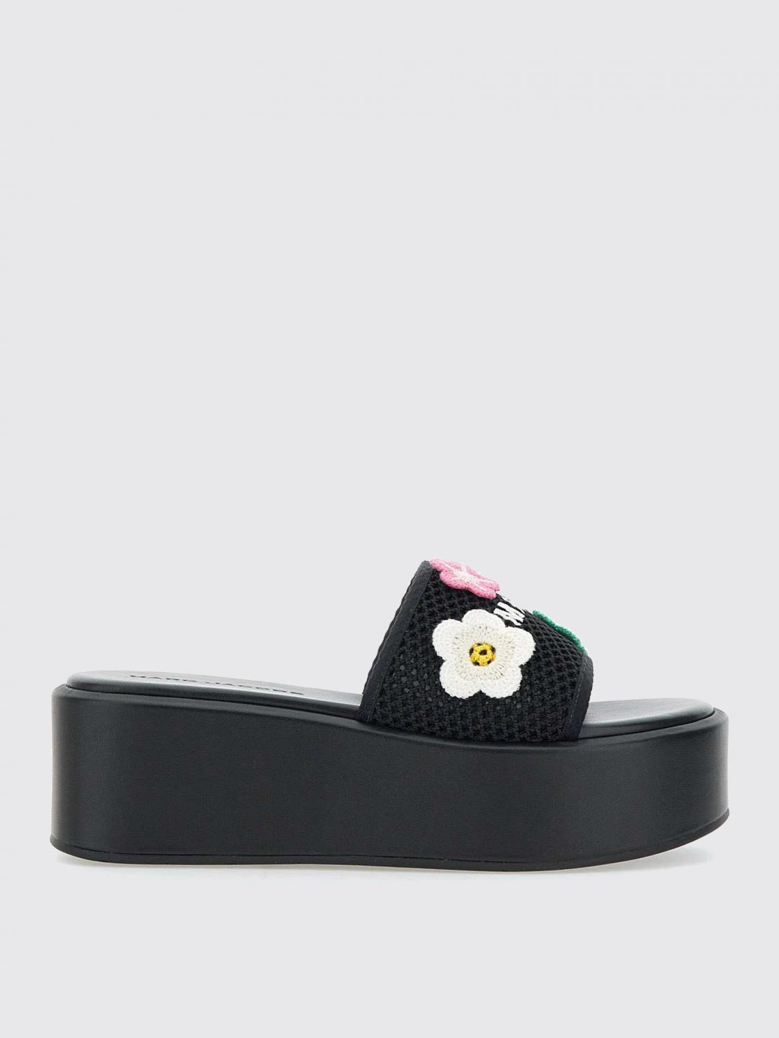 Marc Jacobs The Platform Daisy Crochet Sandals In Black