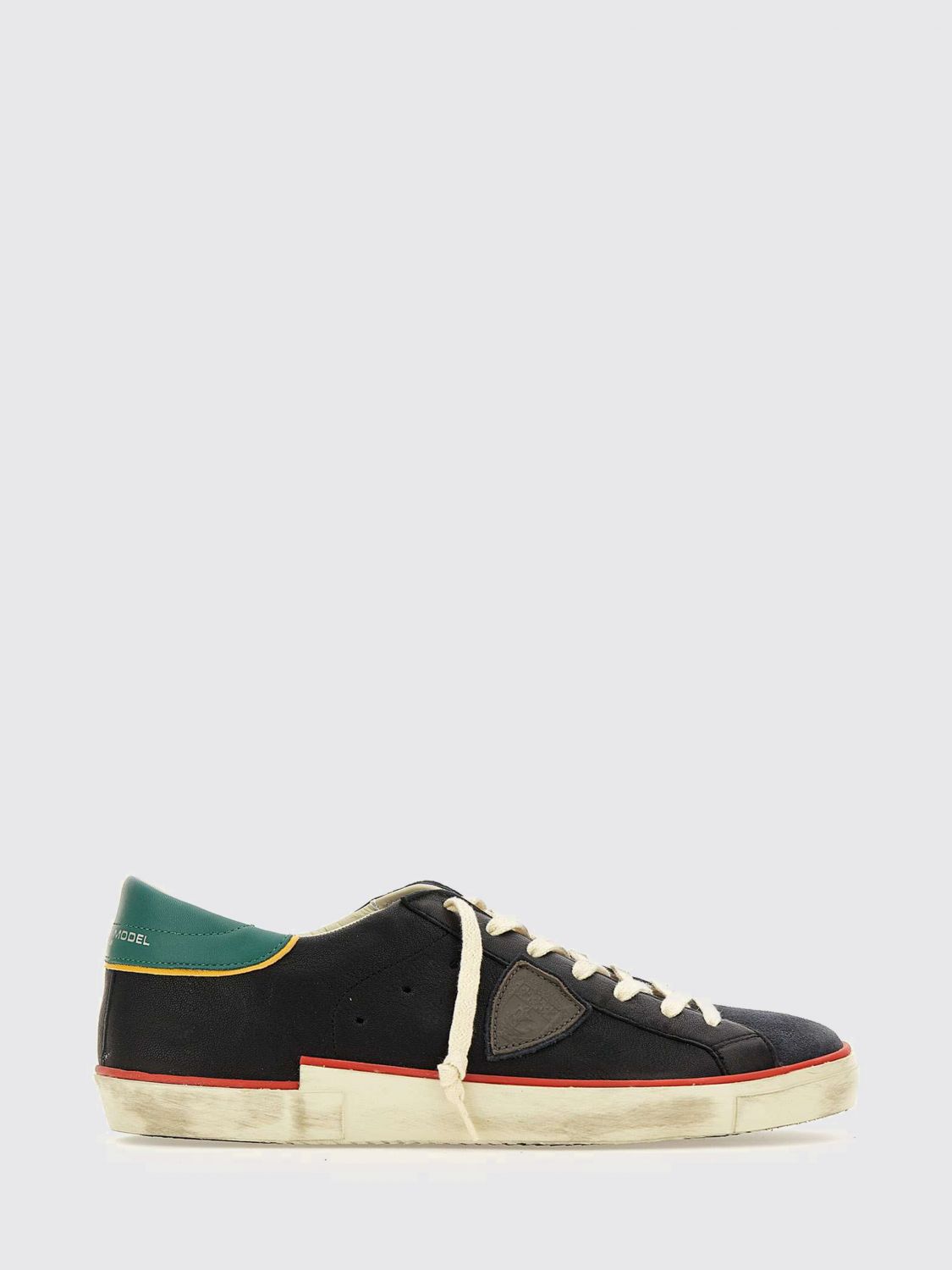 Philippe Model Prsx Low Sneakers In Black Suede And Leather In Black