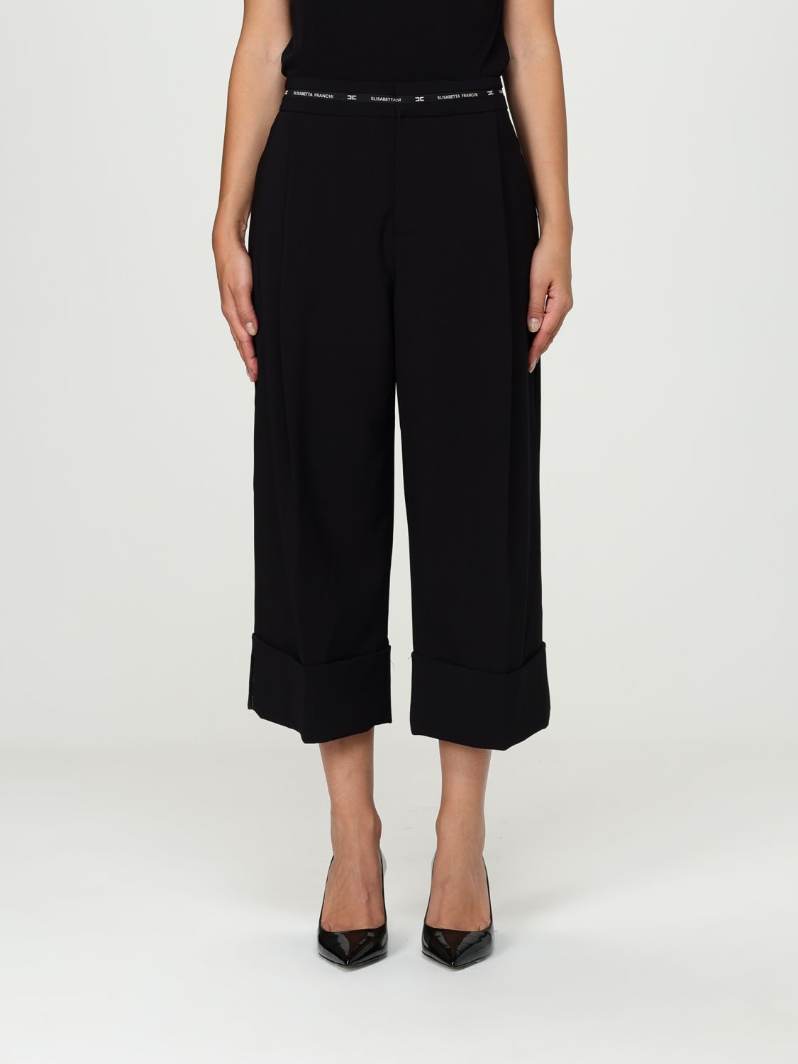 Elisabetta Franchi Pants Woman Color Black In Blue