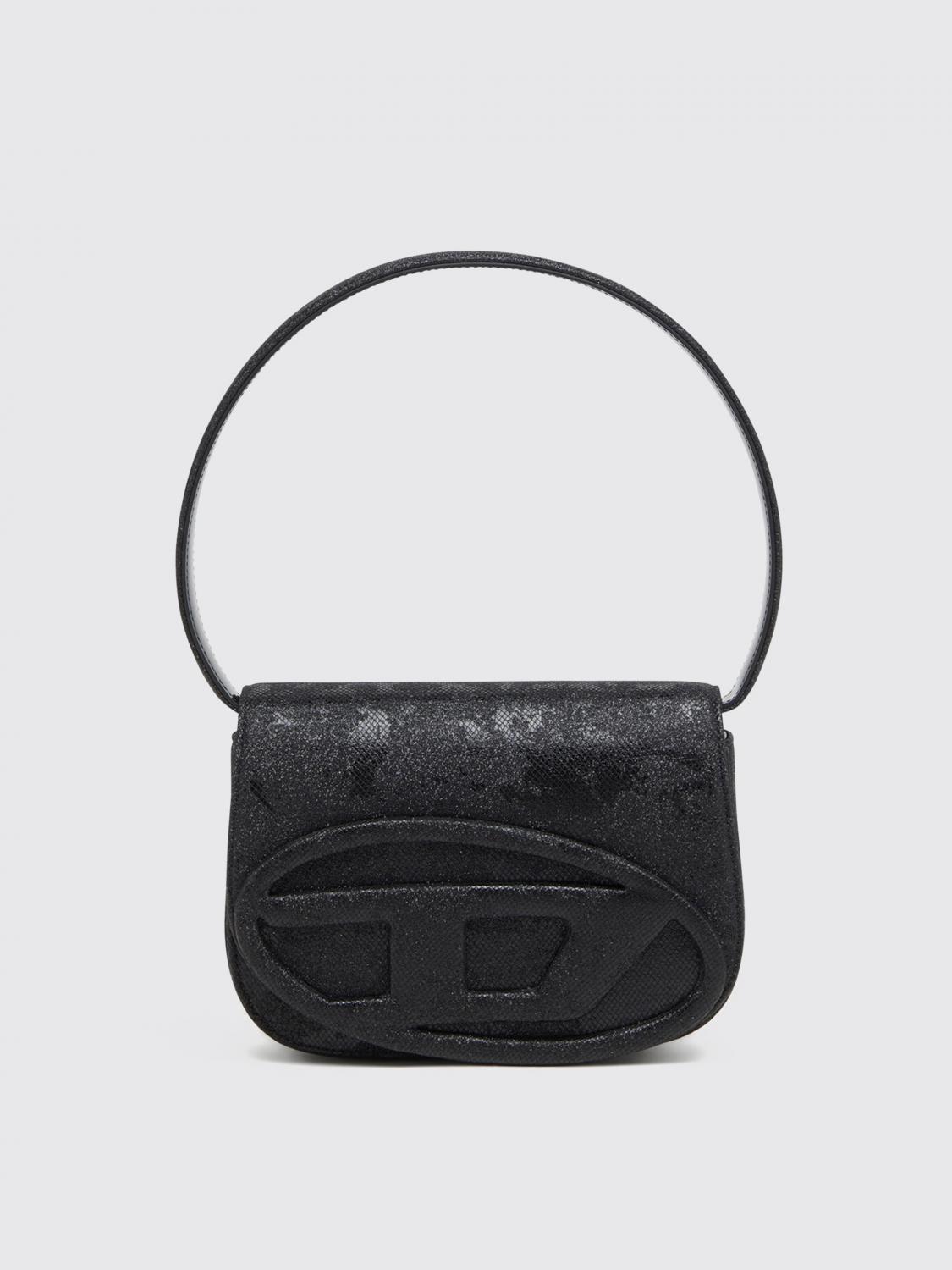 Diesel 1dr Glitter Fabric Shoulder Bag In Black
