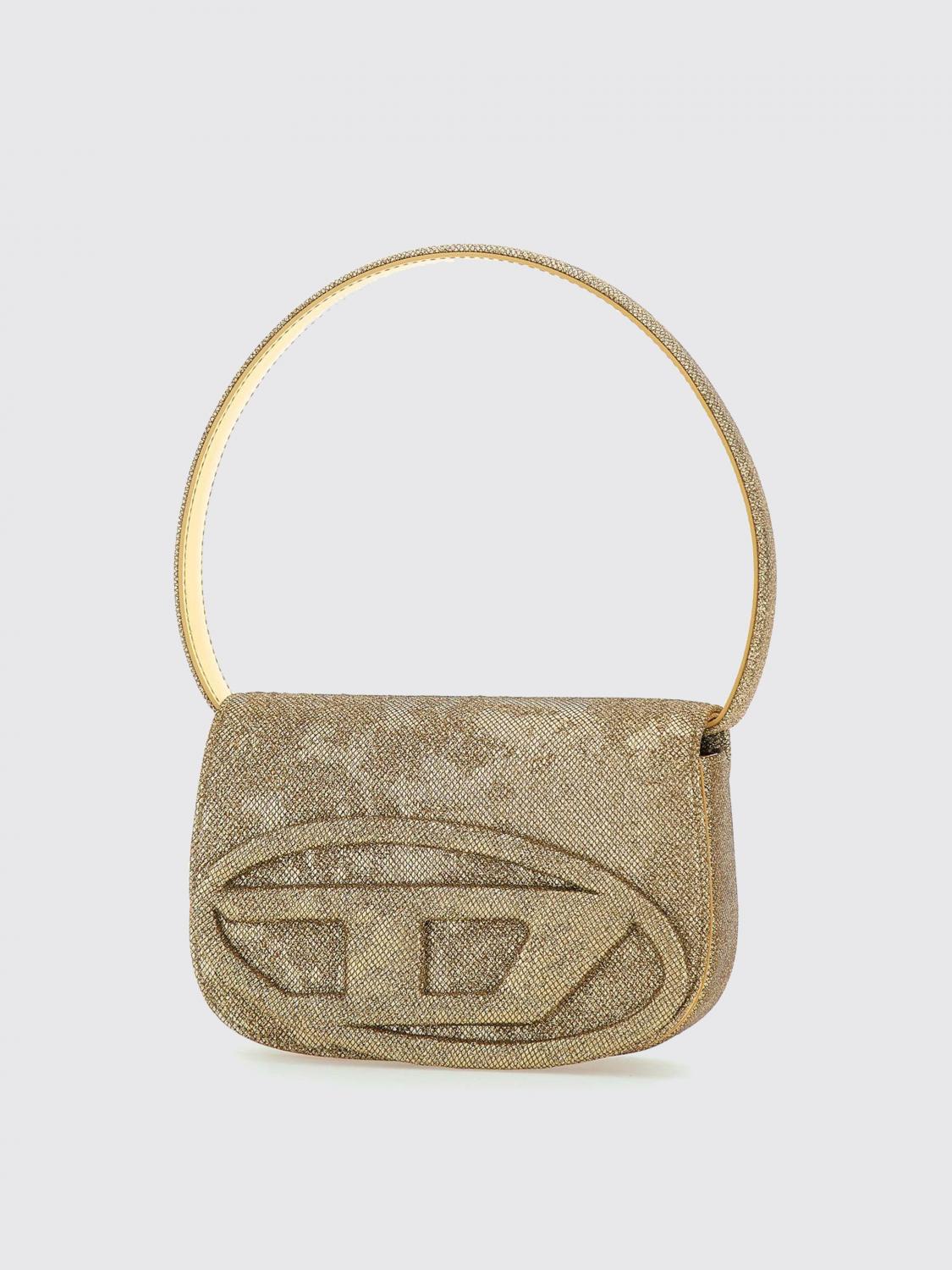 Diesel Women 1dr Glitter Fabric Shoulder Bag In Gold