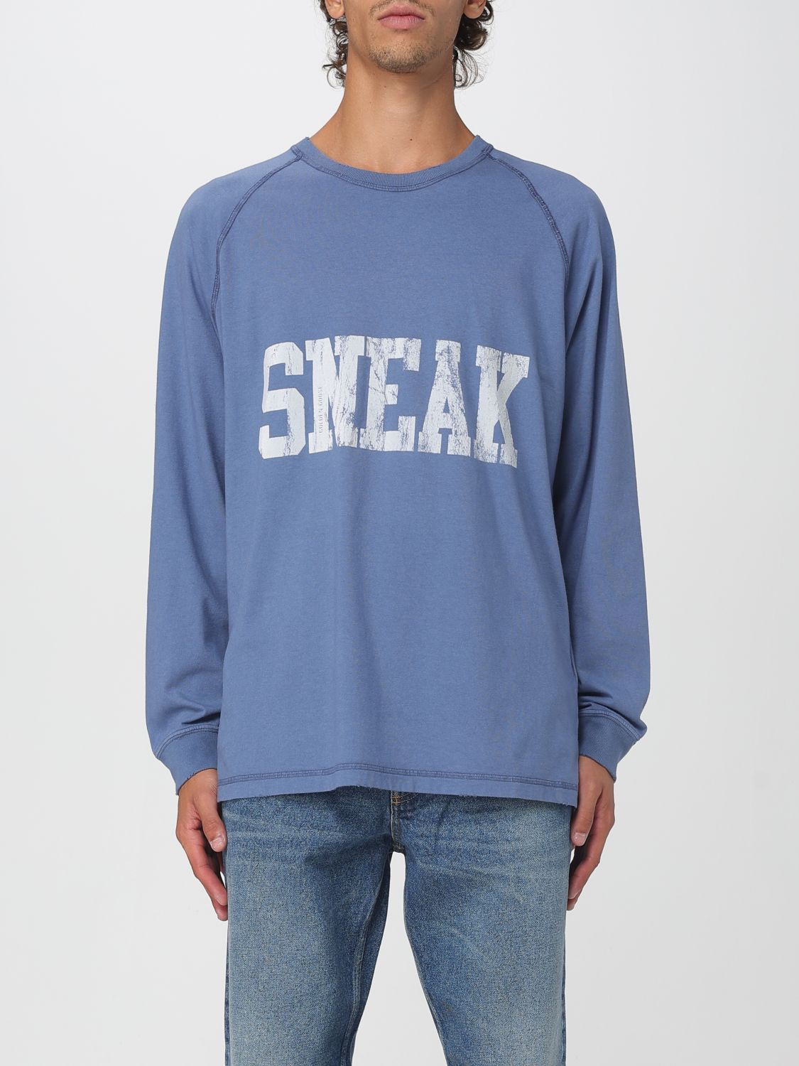 Golden Goose Crewneck Graphic Print Sweater Long Sleeves In Blue