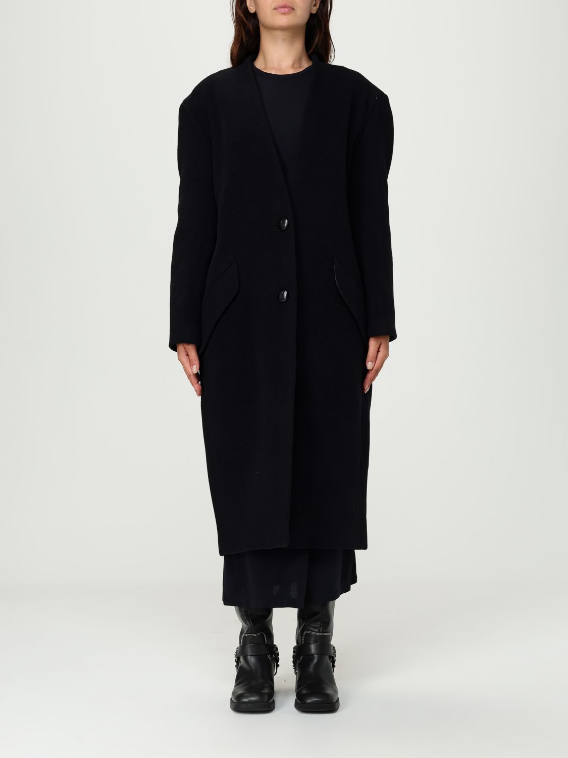 Isabel Marant Étoile Longline Coat Single-breasted Front Pockets In Black
