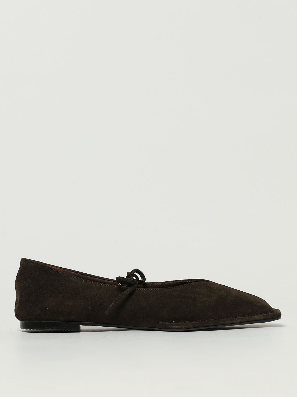 Alohas Sway Suede Coffee Brown Leather Ballet Flats In Black