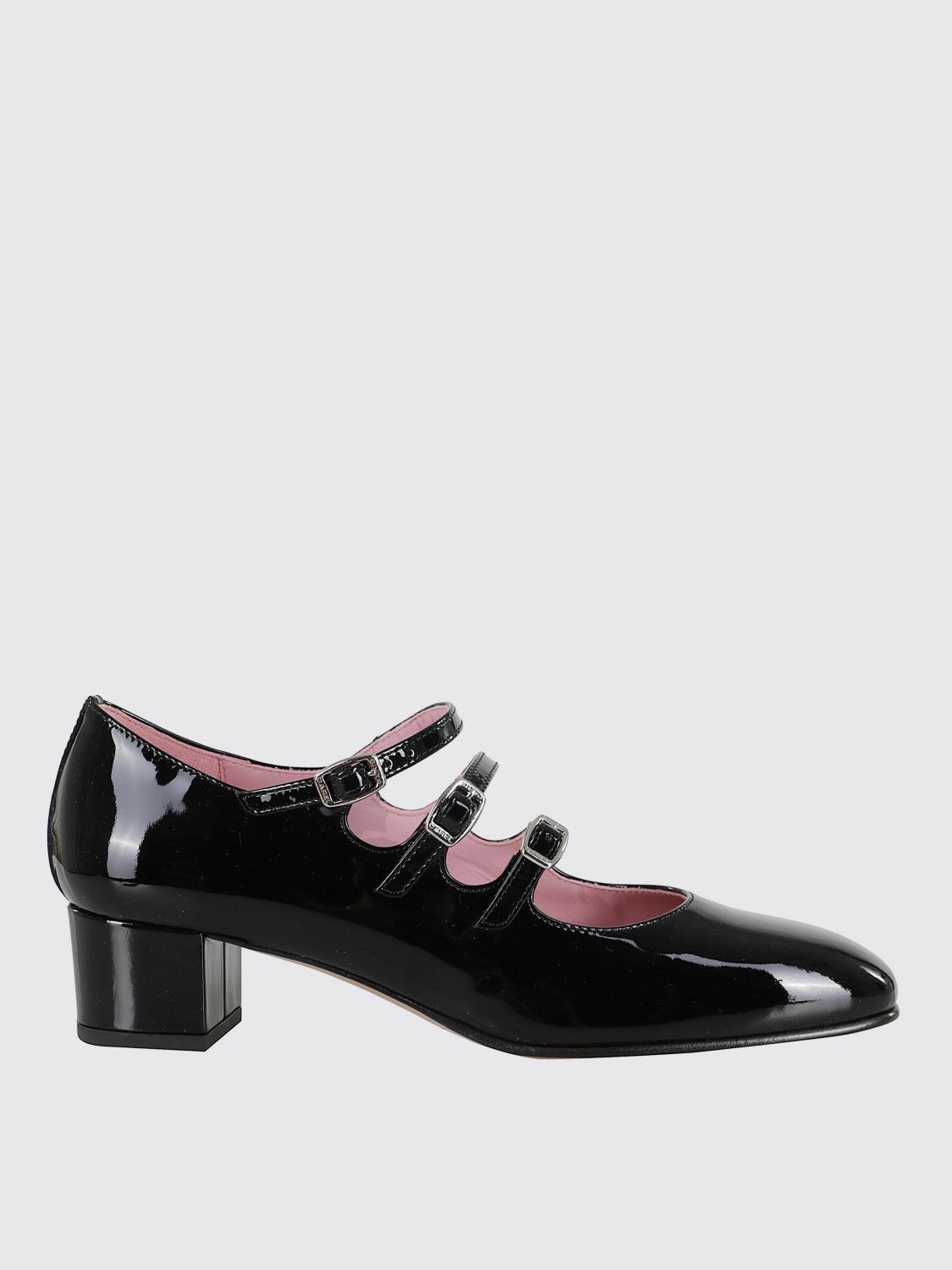 Carel Paris Triple Buckle Almond Toe Block Heel Pumps In Black
