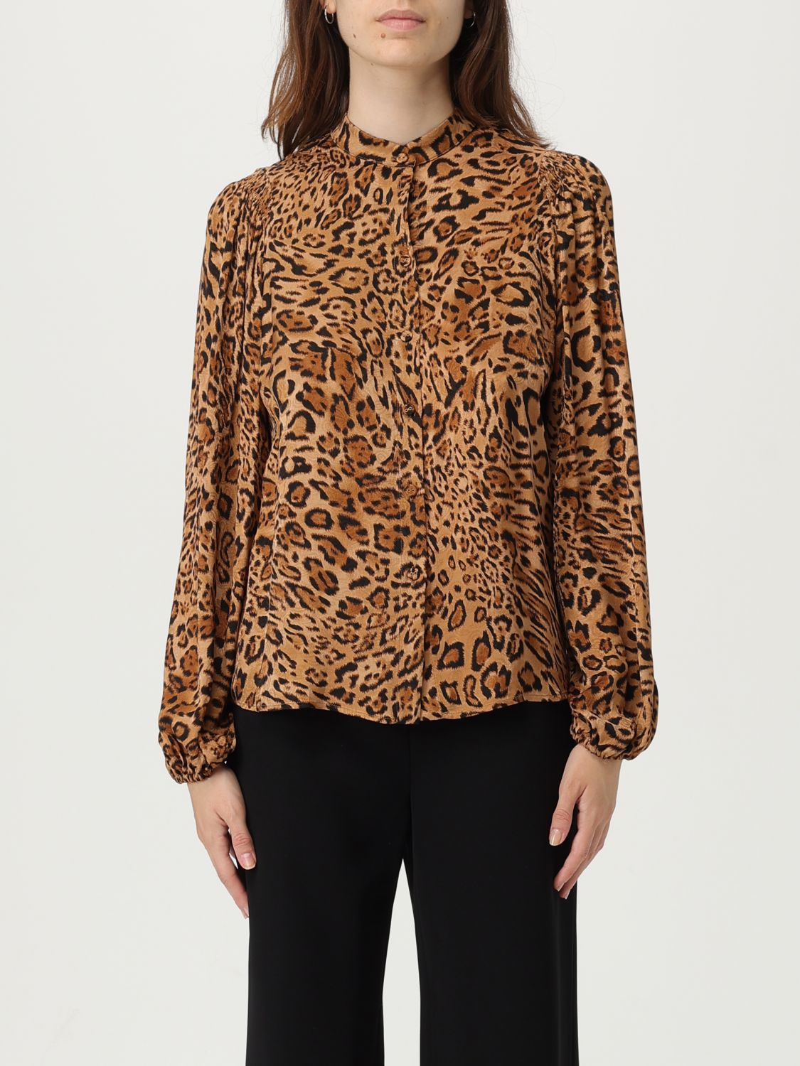 Twinset Leopard-print Mock-neck Shirt In Animal Print