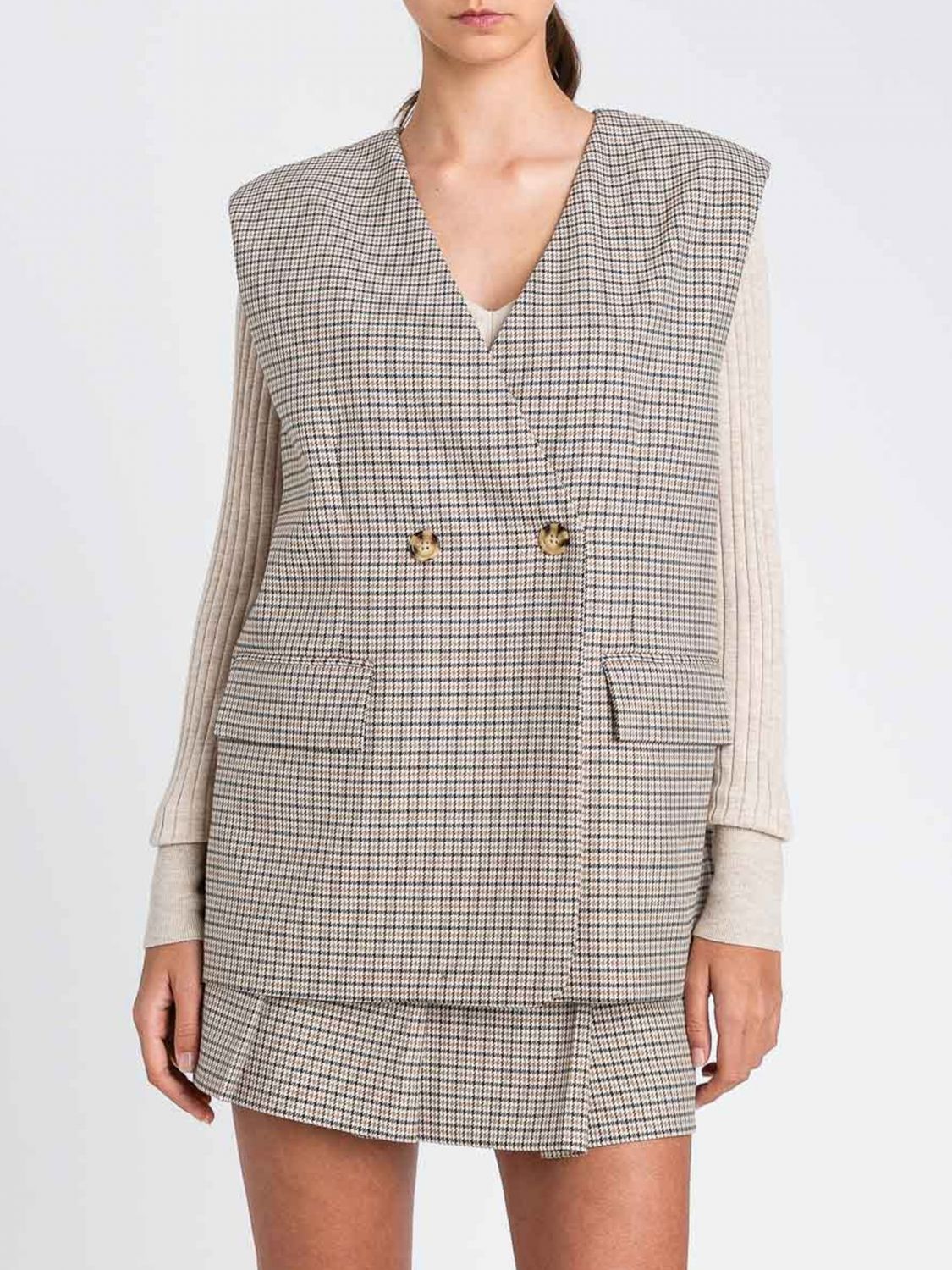 Twinset Actitude Waistcoat Woman Color Natural In Brown