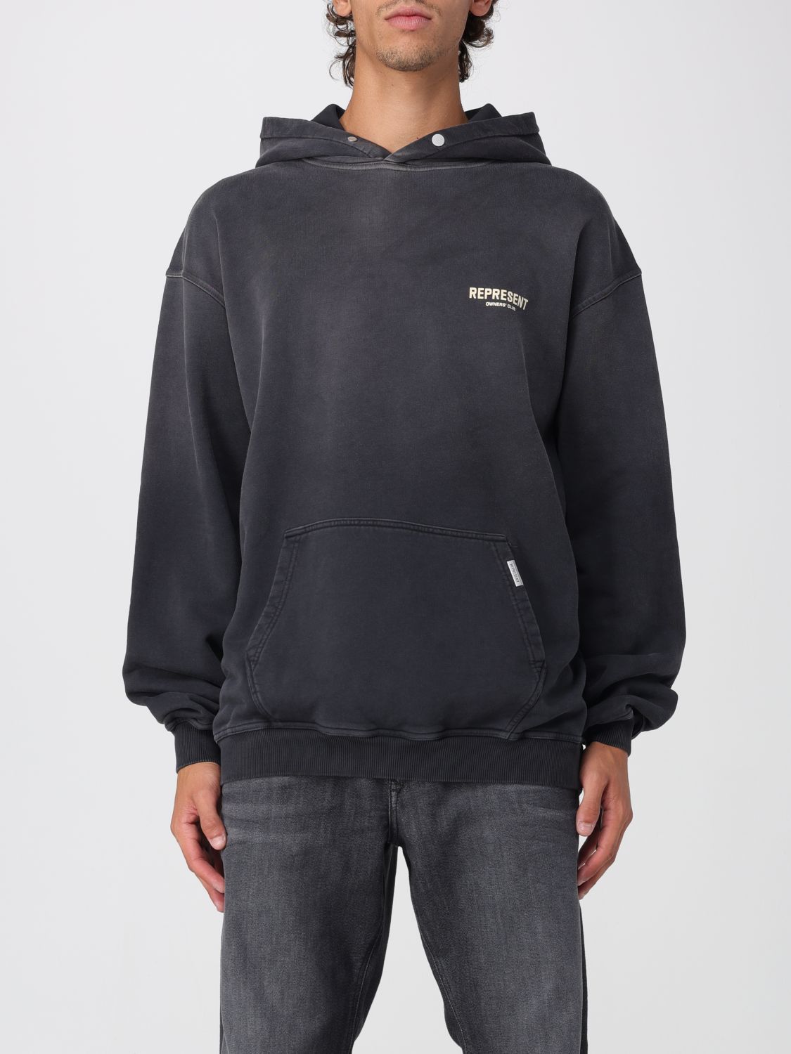 Represent Relaxed Fit Hoodie With Graphic Back And Subtle Logo In Gray