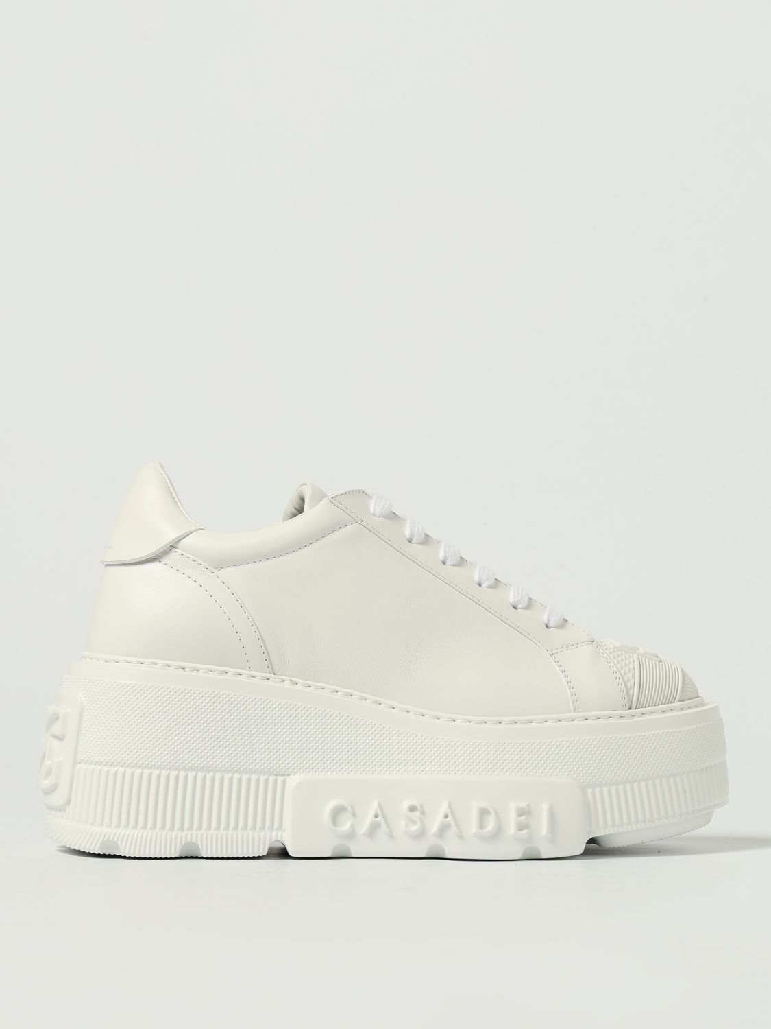 Casadei Nexus Net Salento Leather Low Top Sneakers In White