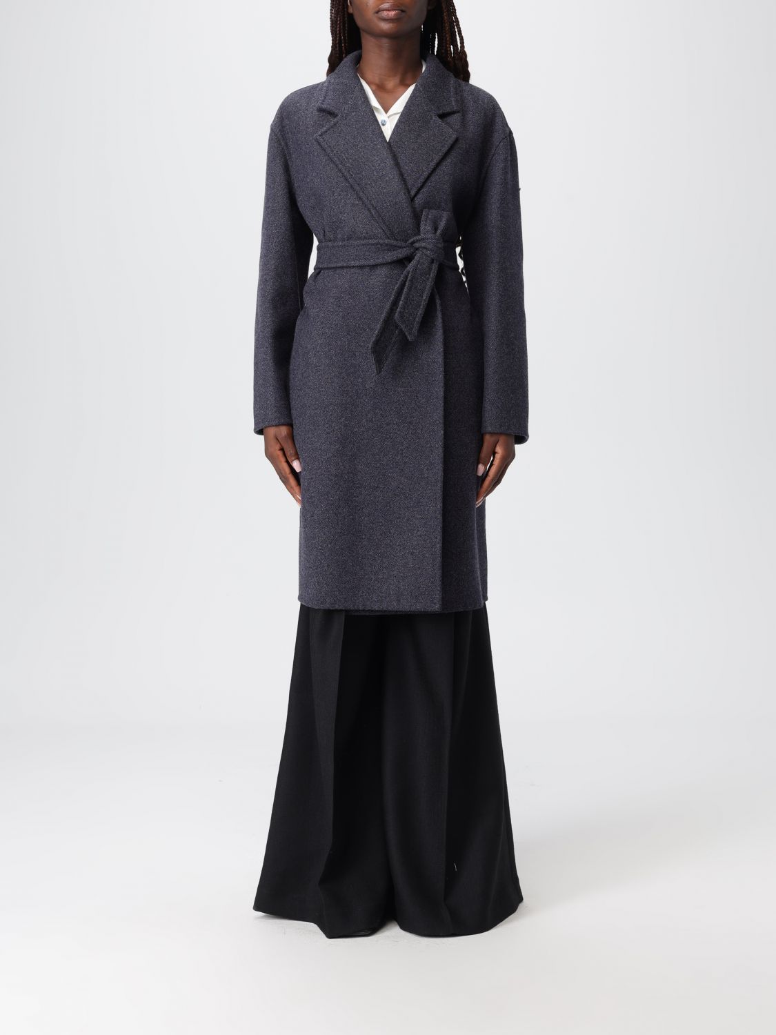 Max Mara Coat Woman Color Blue In Gray