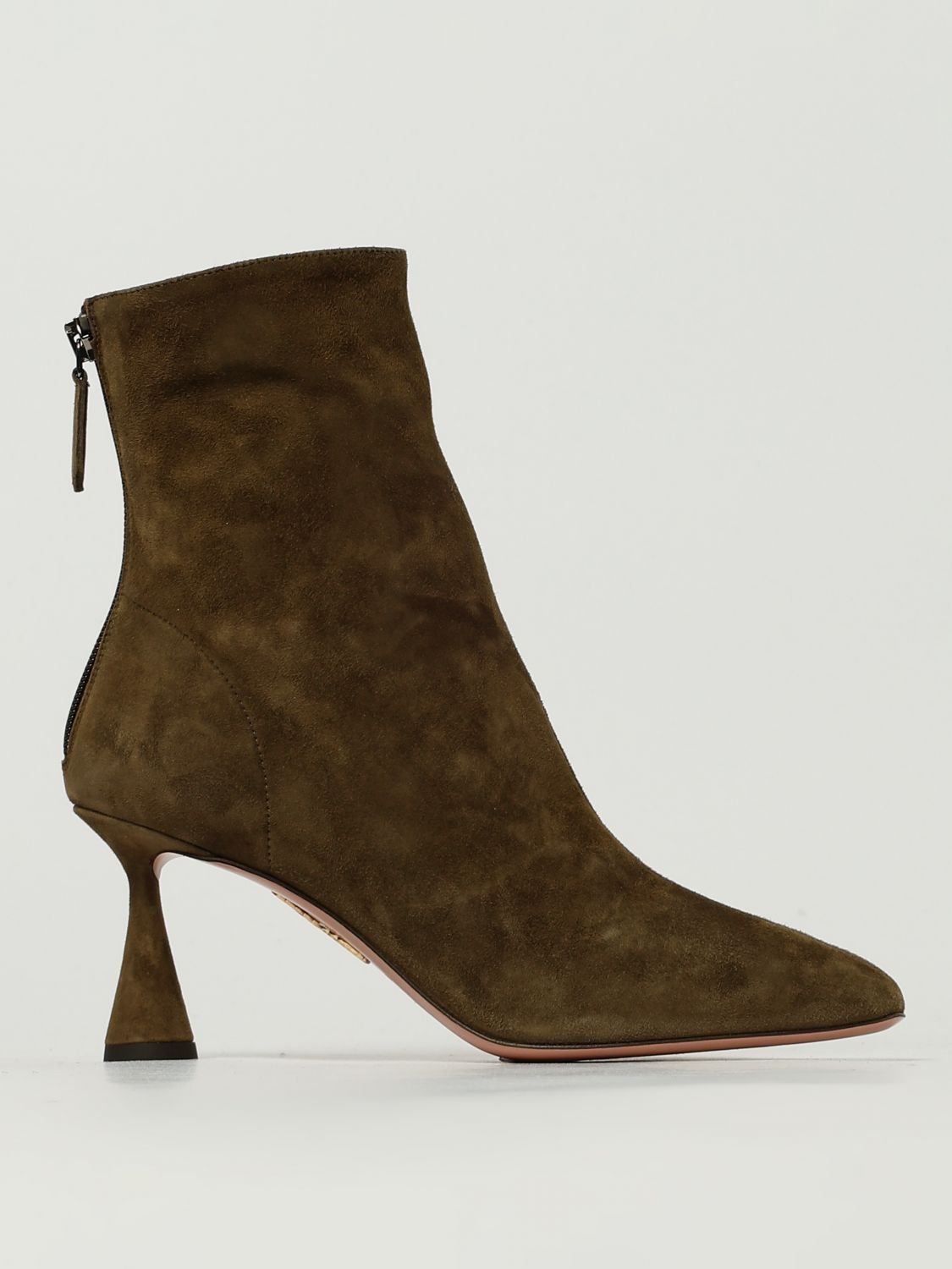 Aquazzura Amore 75 Suede Ankle Boots In Green